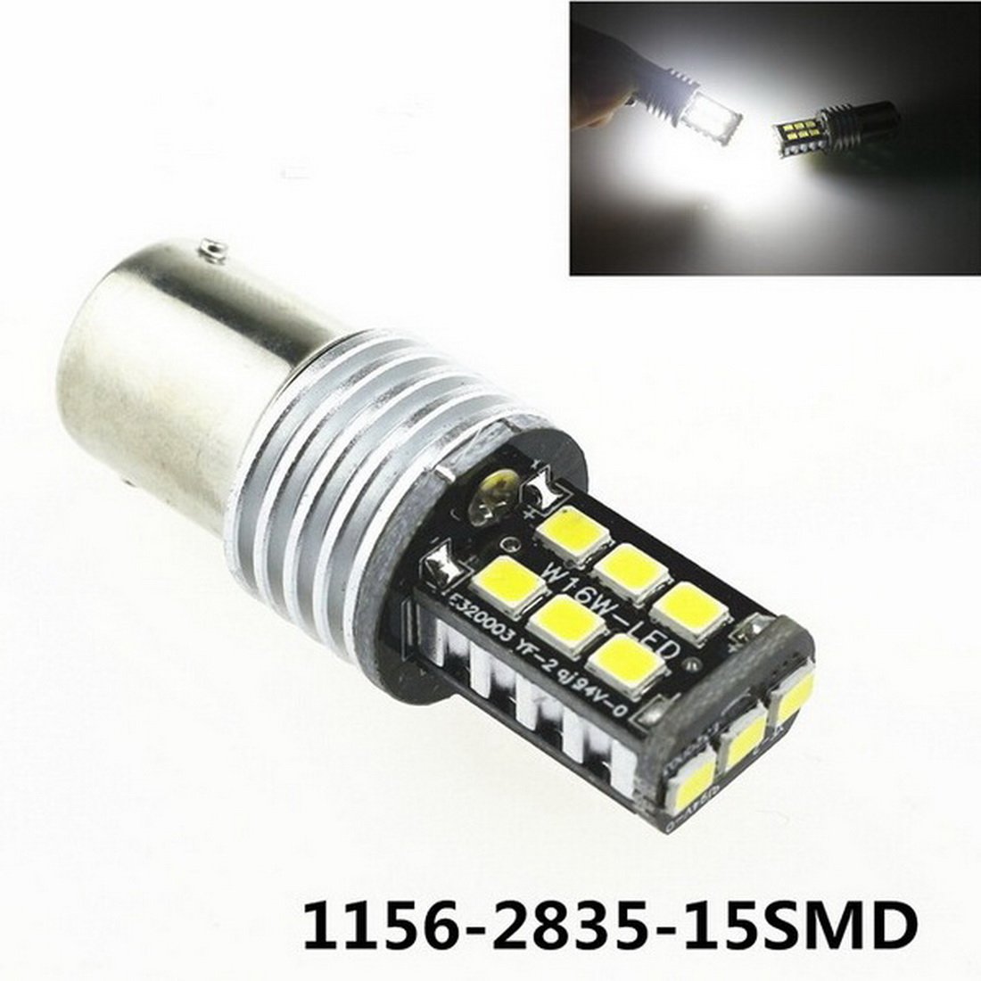 1156 BA15S Super Bright White 15-SMD 2835 LED Bulbs - High Performance Car Light for Reverse, Brake, Tail & Turn Signals (12V-24V, Pack of 10) - Perfect for Trucks, SUVs, Motorcycles & Trailers