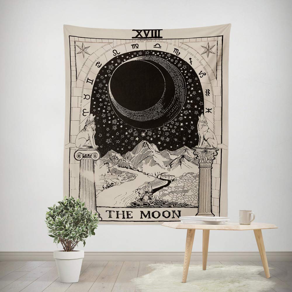 Pacoco Vintage Tarot Tapestry Wall Hanging 150x130cm - Large Bohemian Bedroom Decor, Cottagecore Aesthetic Tablecloth & Home Decoration | Perfect for Boho Bedrooms, Dorm Rooms & Meditation Spaces