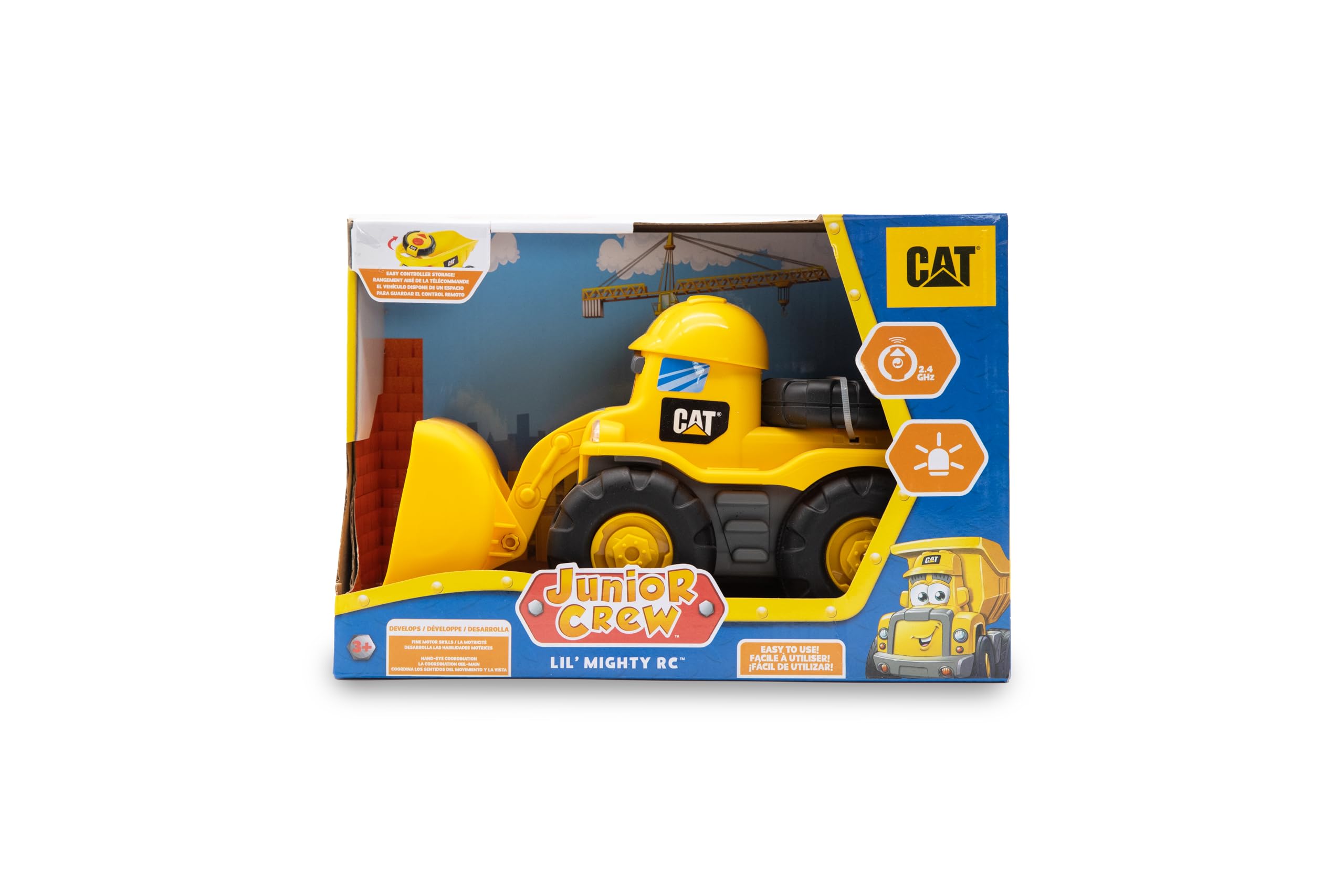 CAT Construction Toy RC Remote Control Loader Truck - 10.5 Inch Heavy Duty Construction Vehicle with Child-Friendly Controller, Stowable Remote & Working Headlights (Batteries Included) - Perfect for Kids' Indoor Play & Construction-Themed Birthday Gifts