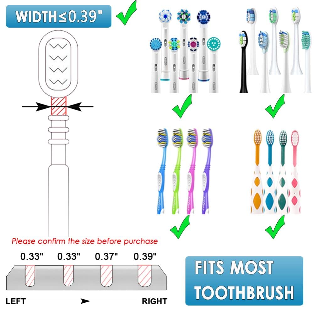 MIMORE Cordless Wall Mounted Toothbrush Holder with 4 Slots & Built-in Timer - Perfect for Bathroom Organization & Family Oral Care Routine