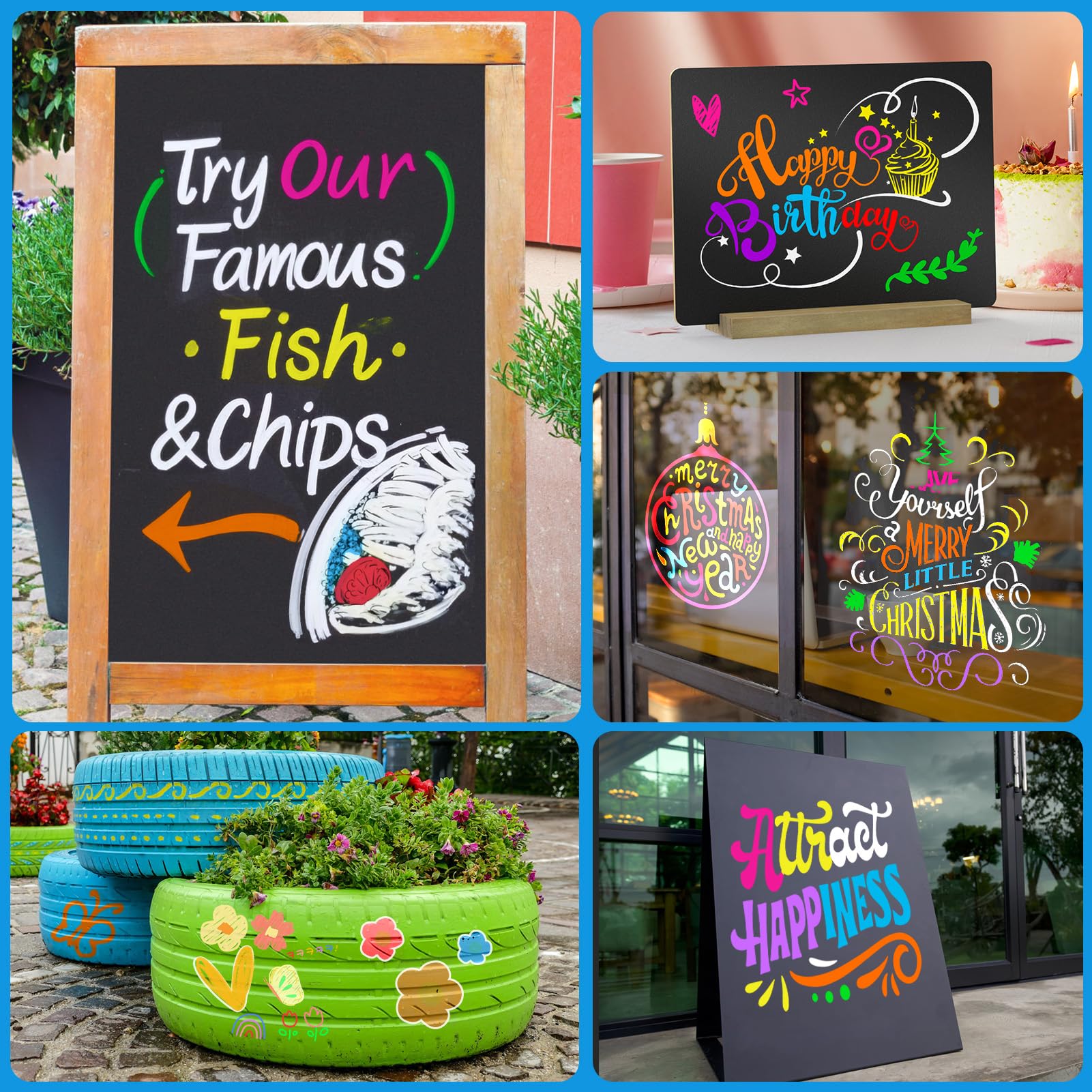 MaxGear 10mm Liquid Chalk Markers - 8 Vibrant Colors for Car Windows, Chalkboards & Glass - Wet Erase Washable Markers with Thick 10mm Tip - Perfect for Car Decorations, Restaurant Menus, Store Signs & Classroom Activities (8-Pack)