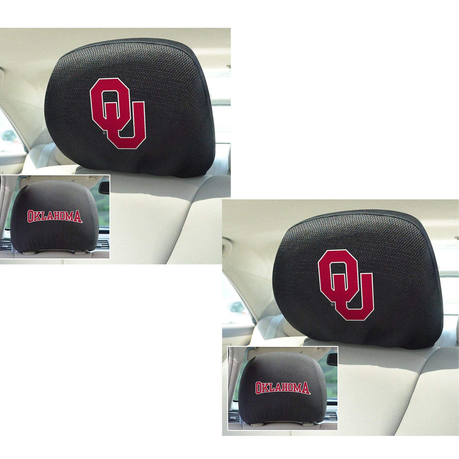 Official AAC FanMats NCAA Oklahoma Sooners Car Accessories Bundle - 3-Piece Set with Headrest Covers & Steering Wheel Cover | Perfect for Game Day, Tailgating & Showing Team Spirit