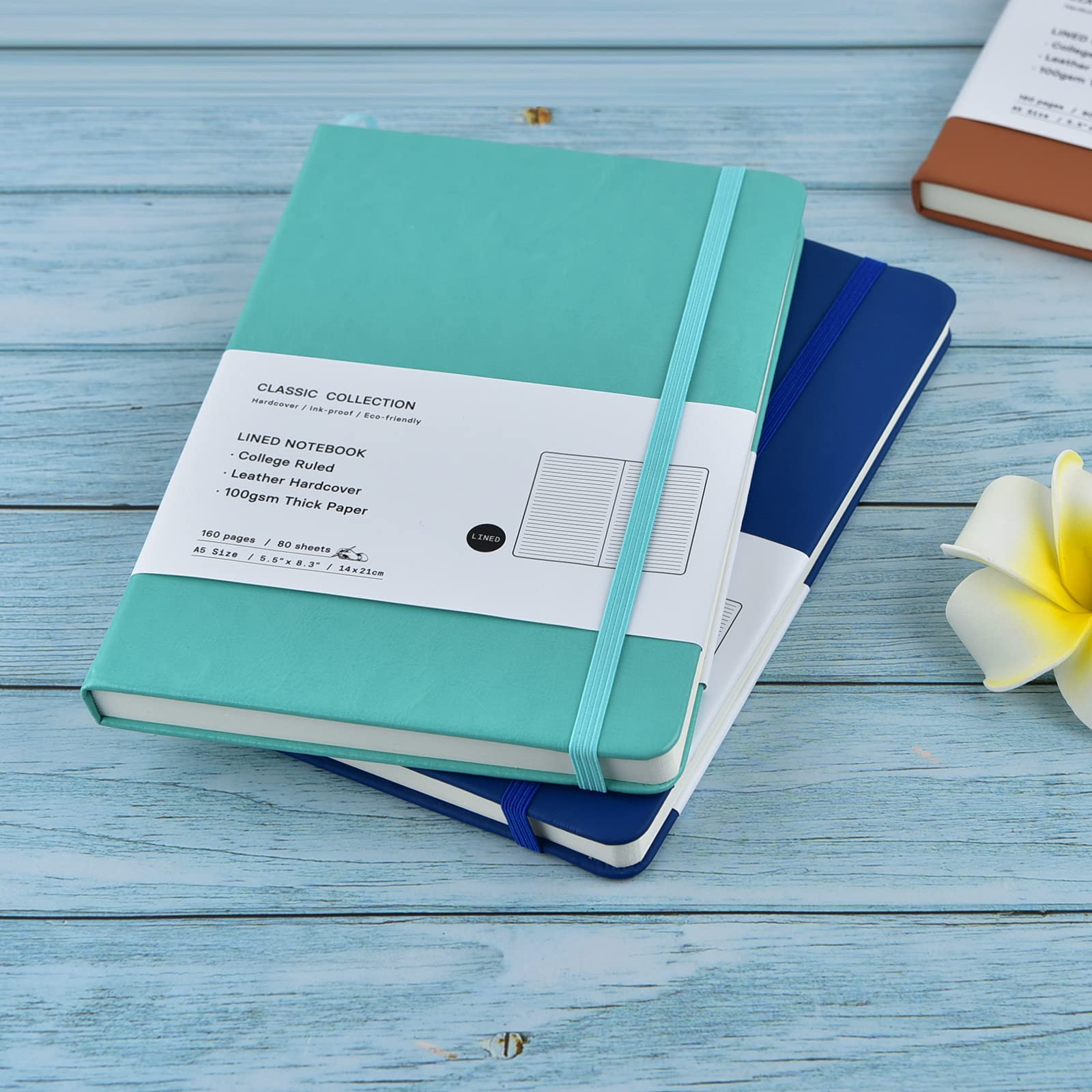 Coopay 24 Pack A5 Lined Hardcover Notebooks Bulk - 160 Pages, 100GSM Thick Paper, 8.3 x 5.5 inch Leather Journals for Writing, Office, School & Business - Perfect for Work, Study & Journaling (Green)