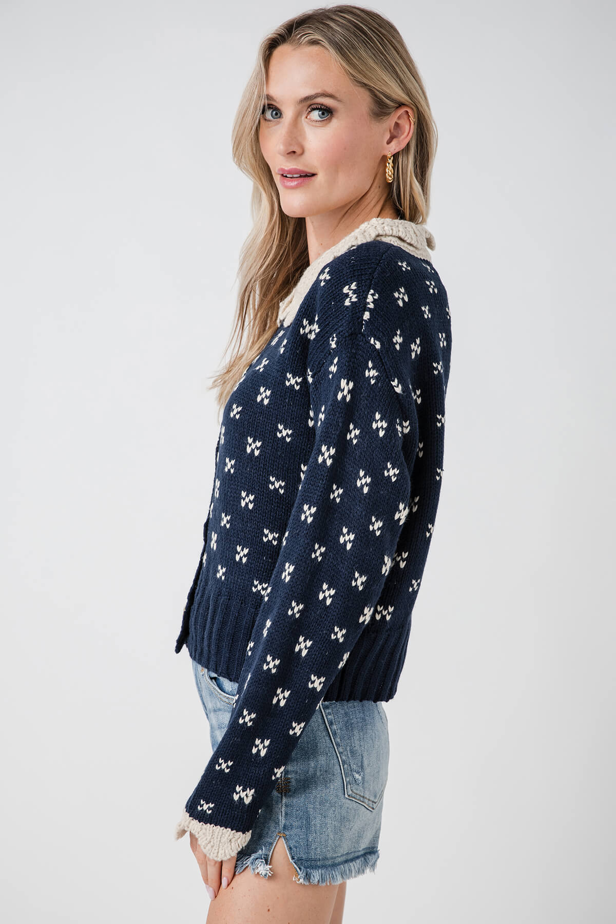 Merci Doll Collar Button Up Cardigan for Women - Elegant Knit Sweater with Button Front & Stylish Collar | Perfect for Office Wear, Date Nights & Fall Layering