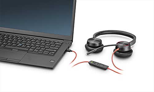 Plantronics Blackwire 8225 Wired USB-C Headset with Boom Mic - Stereo Computer Headset with Active Noise Canceling for PC & Mac - Perfect for Teams, Zoom Calls, Remote Work & Online Meetings