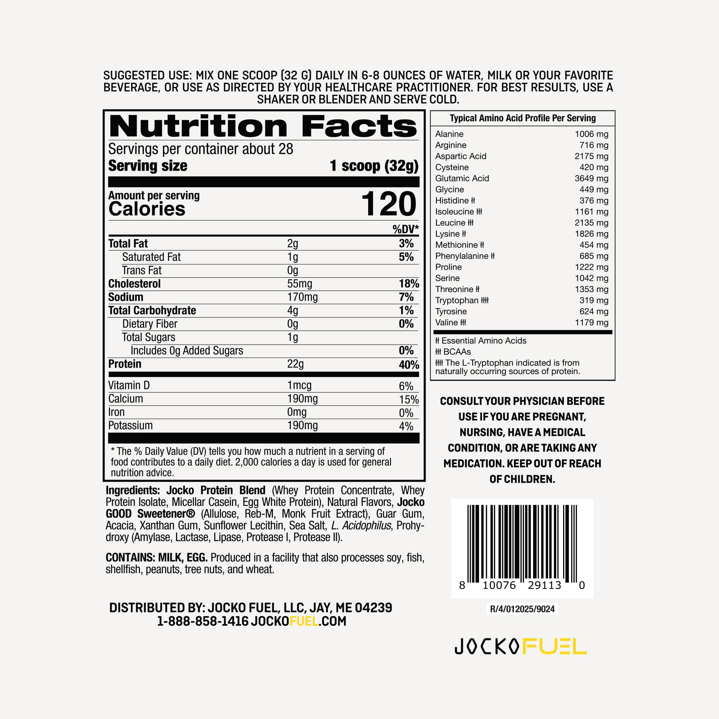 JOCKO MÖLK Premium Whey Protein Powder - 25g Protein per Serving, Low Sugar, Keto Friendly - Perfect for Post-Workout Recovery, Muscle Building & Healthy Lifestyle