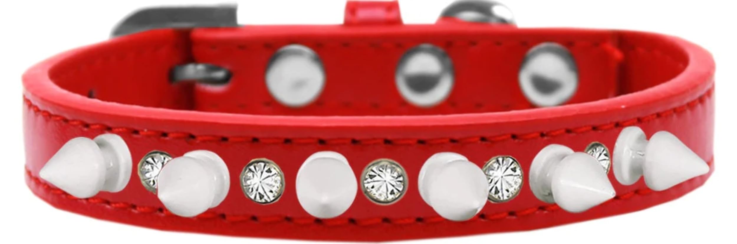 Black Dog Spike Collar with Clear Crystals for Fashion & Protection