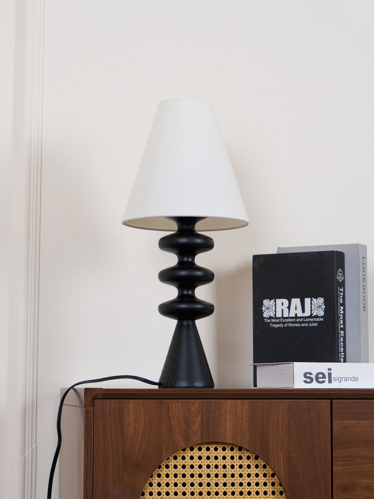 Modern Ripple Wood Table Lamp - Handcrafted Natural Wood Nightstand Light for Bedroom, Living Room & Office - Warm Ambient Lighting for Home Decor
