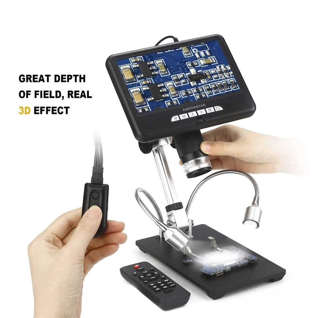 Andonstar AD207 7 Inch LCD Digital Microscope with 2MP HD Camera - Ideal for Electronics Repair, Coin Collecting & Science Education