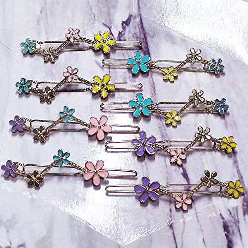 8pcs Five-Leaf Flower Metal Frog Buckle Hair Clips for Women & Girls - WHITEBRIDGE Elegant Hair Accessories for Parties, Weddings & Daily Styling
