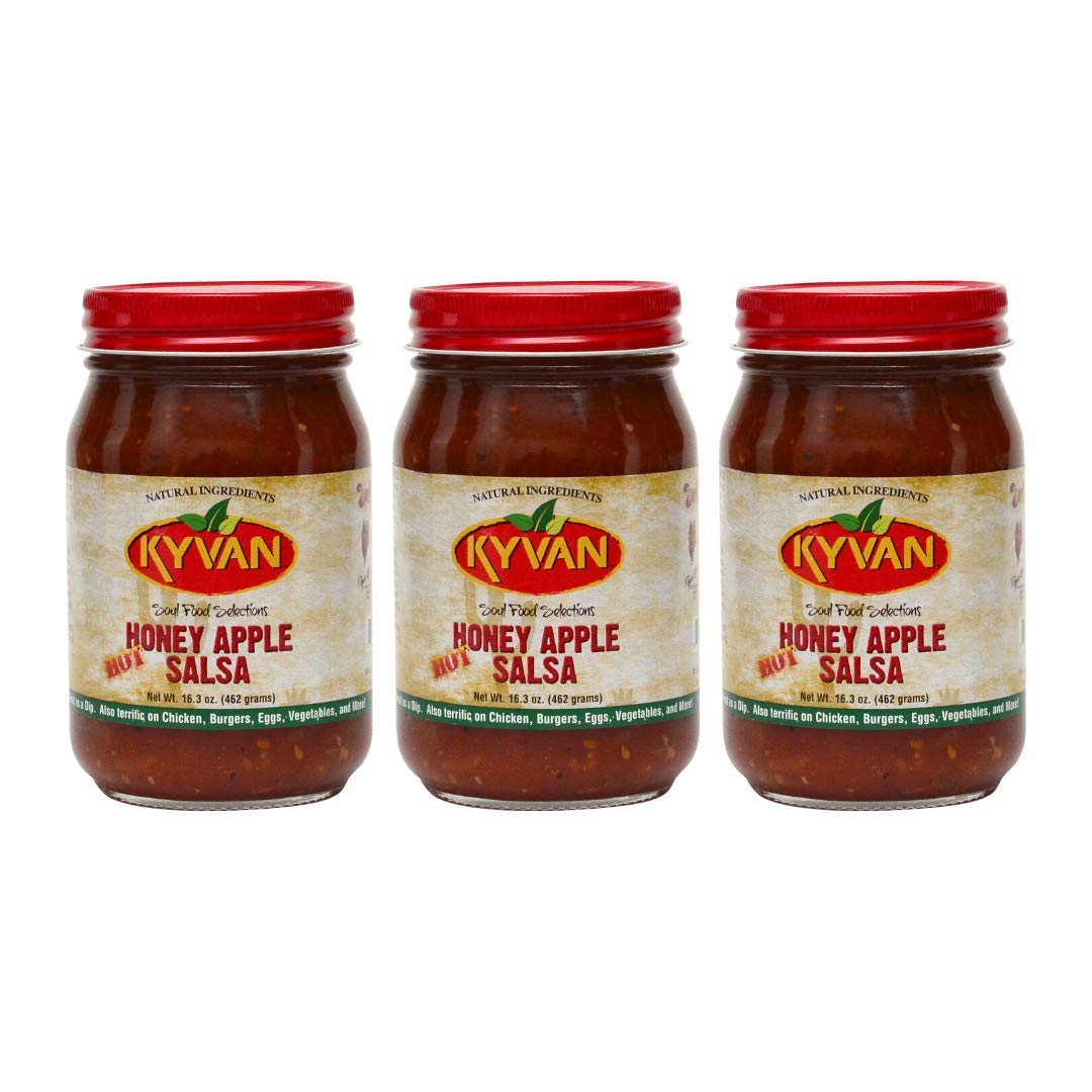 KYVAN Hot Honey Apple Salsa - Spicy Sweet Fruit Dip, 3 Pack - Perfect for Chips, Tacos, and Charcuterie Boards
