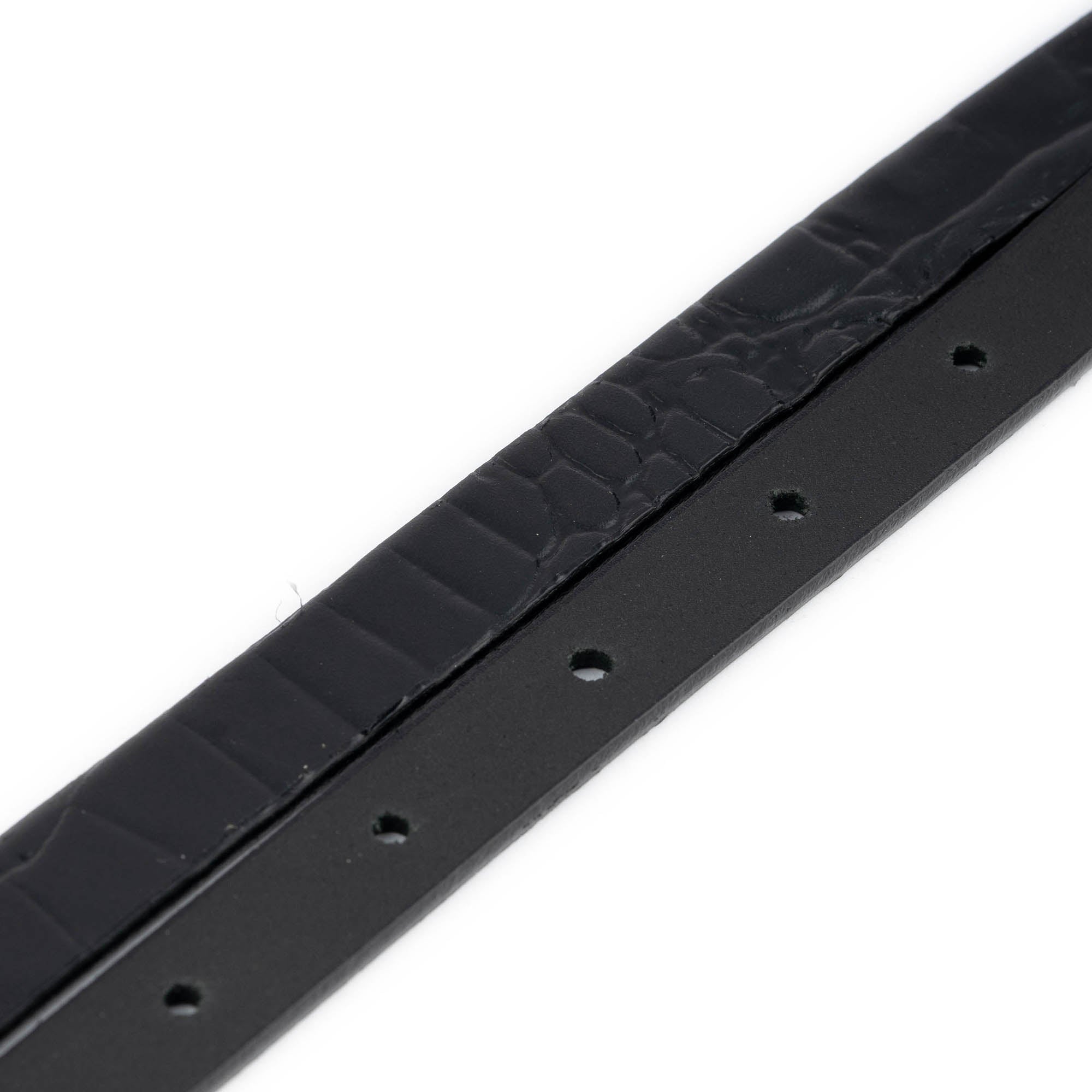 1.5 cm Black Crocodile Embossed Leather Belt Strap Replacement for Versace Buckles - Women's Fashion Accessory for Jeans, Dresses & Office Wear