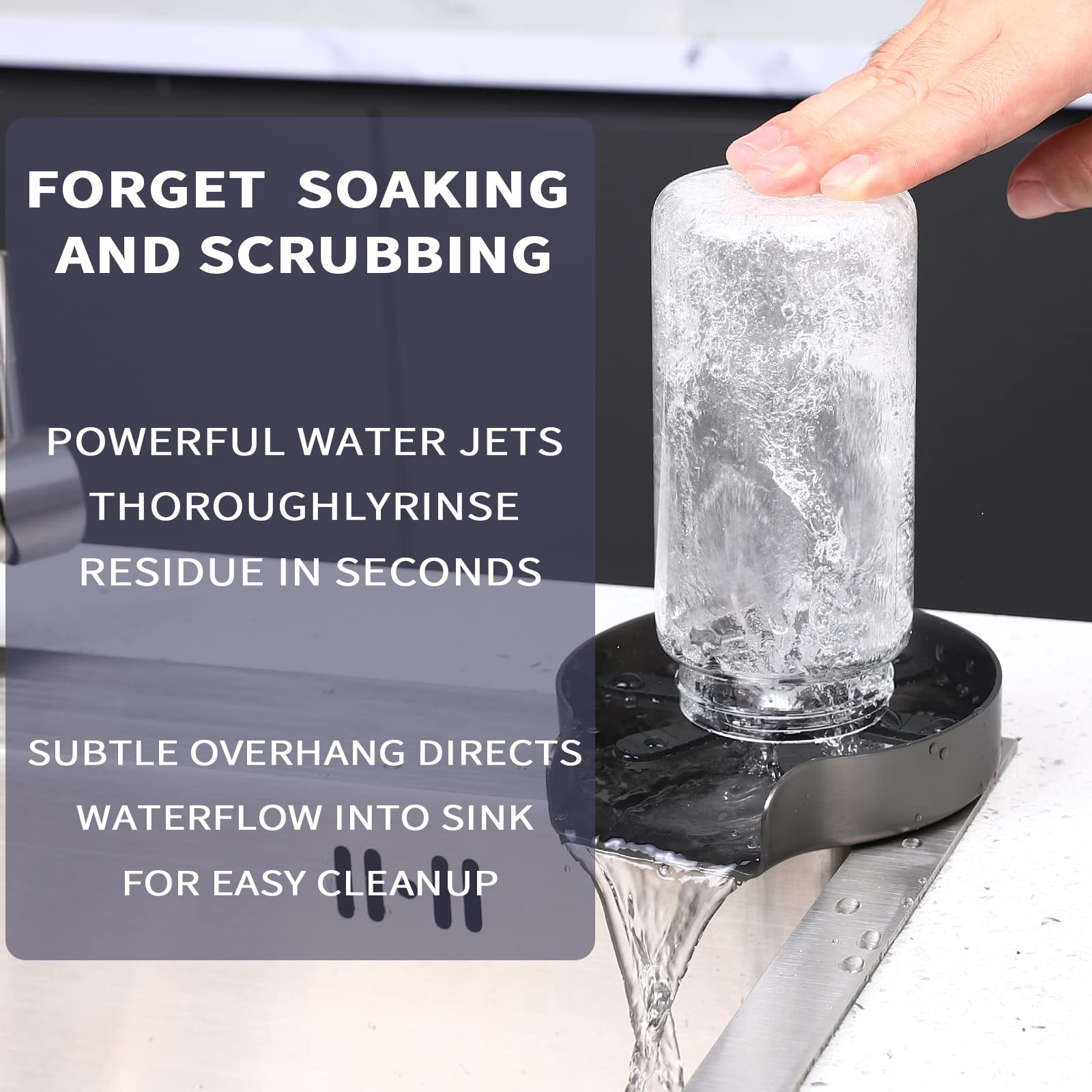 Vinmax Stainless Steel Glass Rinser & Cup Washer for Kitchen Sink, Grey - Ideal for Cleaning Bottles, Cups, and Kitchenware in Home or Commercial Settings