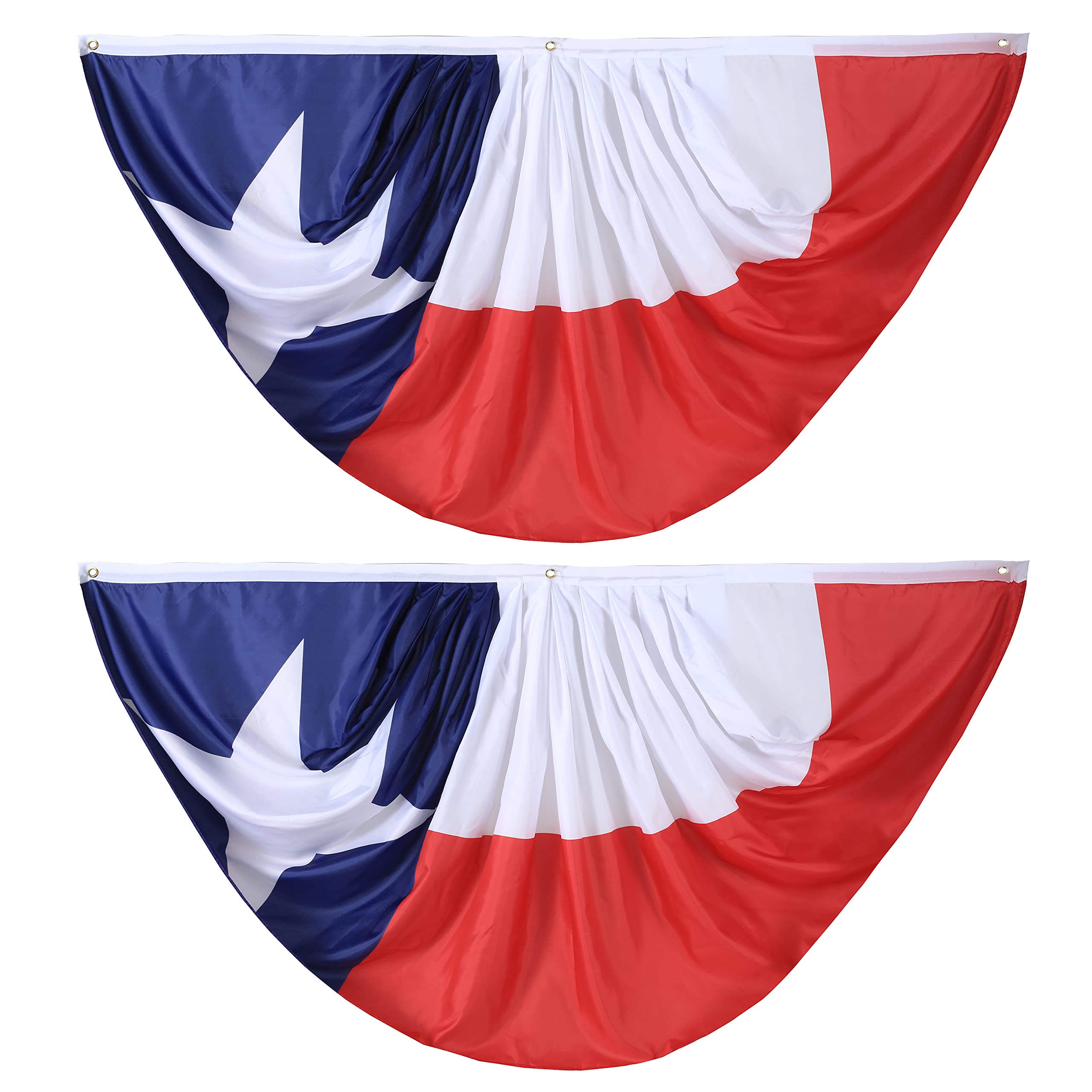Texas Pleated Fan Flag Bunting 3x6 Ft - 2 Pack USA State Half Fan Flags for Parades, Parties & Celebrations - Perfect for Outdoor Decor, Football Tailgates & Patriotic Events