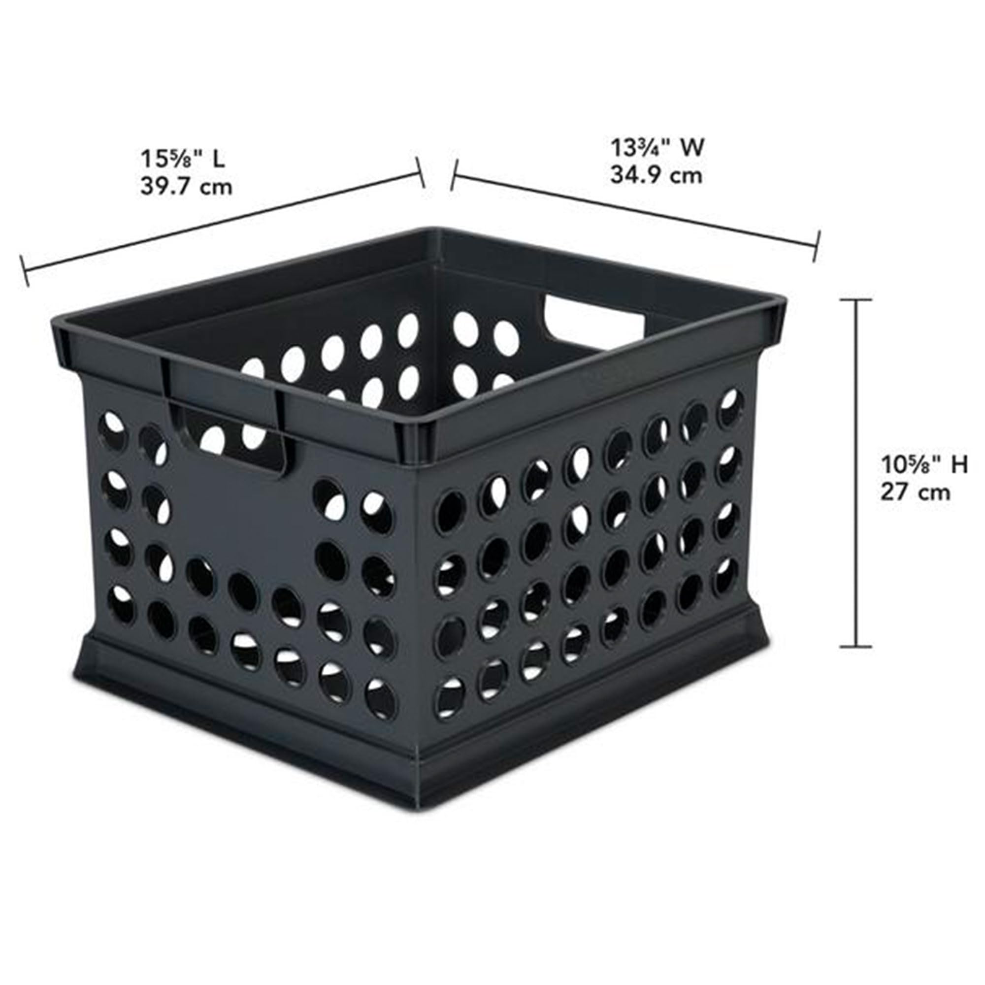 Sterilite Stackable Plastic Storage Bins with Handles - 24-Pack Black Organizer Crates for Home Office, Dorm Room, Garage & Utility Organization | Perfect for File Storage, Closet Organization & Moving Supplies