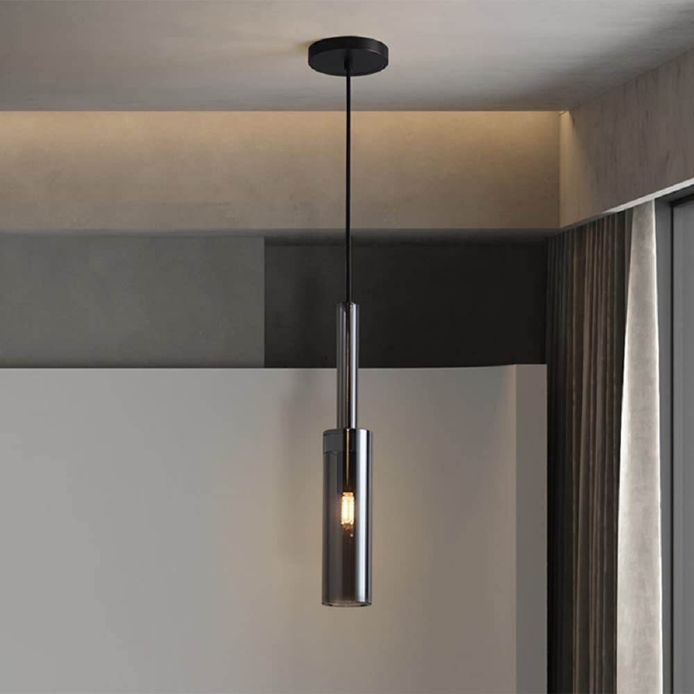 Modern Brass Finish Mini Crystal Pendant Light - 1 Light Ceiling Fixture for Living Room, Bar & Coffee Shop | Gloss Black Finish | Elegant Dining & Kitchen Lighting