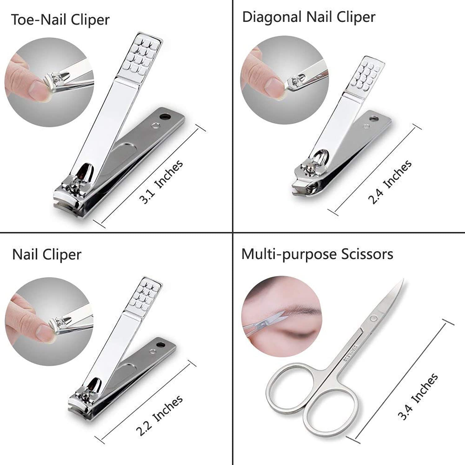 Professional 12-in-1 Stainless Steel Manicure & Grooming Kit with Luxury Leather Travel Case - Perfect for Home, Travel, and Personal Care