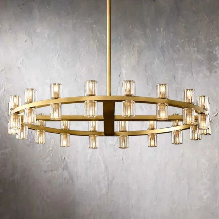 Elegant Aurora Crystal Wine Glass Round Chandelier - 48 Inch Modern Dining Room Lighting Fixture for Restaurants, Weddings & Home Decor