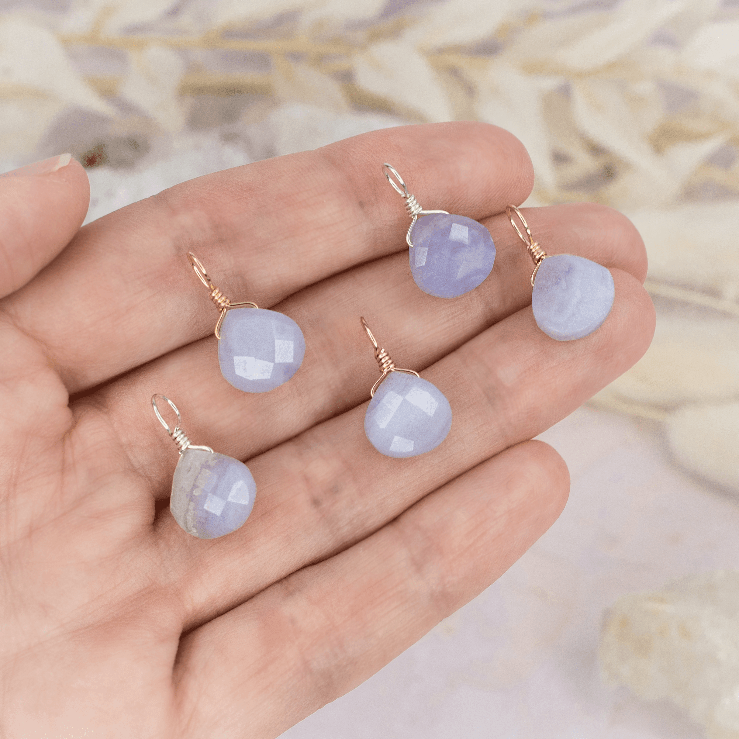 Tiny Blue Lace Agate Teardrop Pendant Necklace - Natural Gemstone Jewelry for Women, Elegant Gift for Birthday & Anniversary - Perfect for Everyday Wear & Special Occasions
