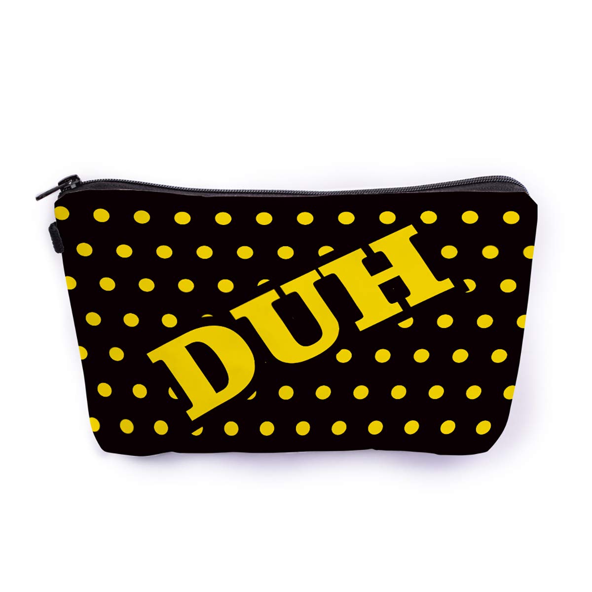 Crazyify Duhh Polka Dots Cosmetic Bag for Women - Waterproof Canvas Makeup Pouch with Zipper, Travel Toiletry Organizer - Perfect for Travel, Gym, and Daily Essentials Storage