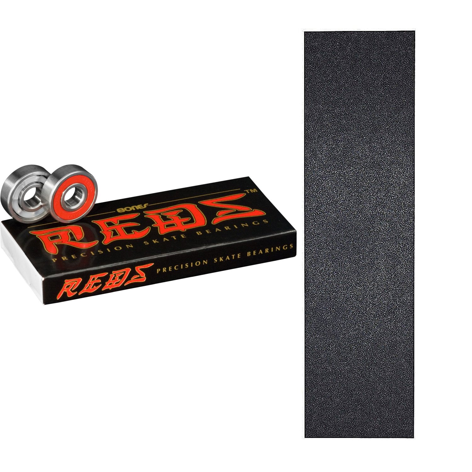 Bones Reds Precision Skate Bearings with MOB Grip Tape - 9