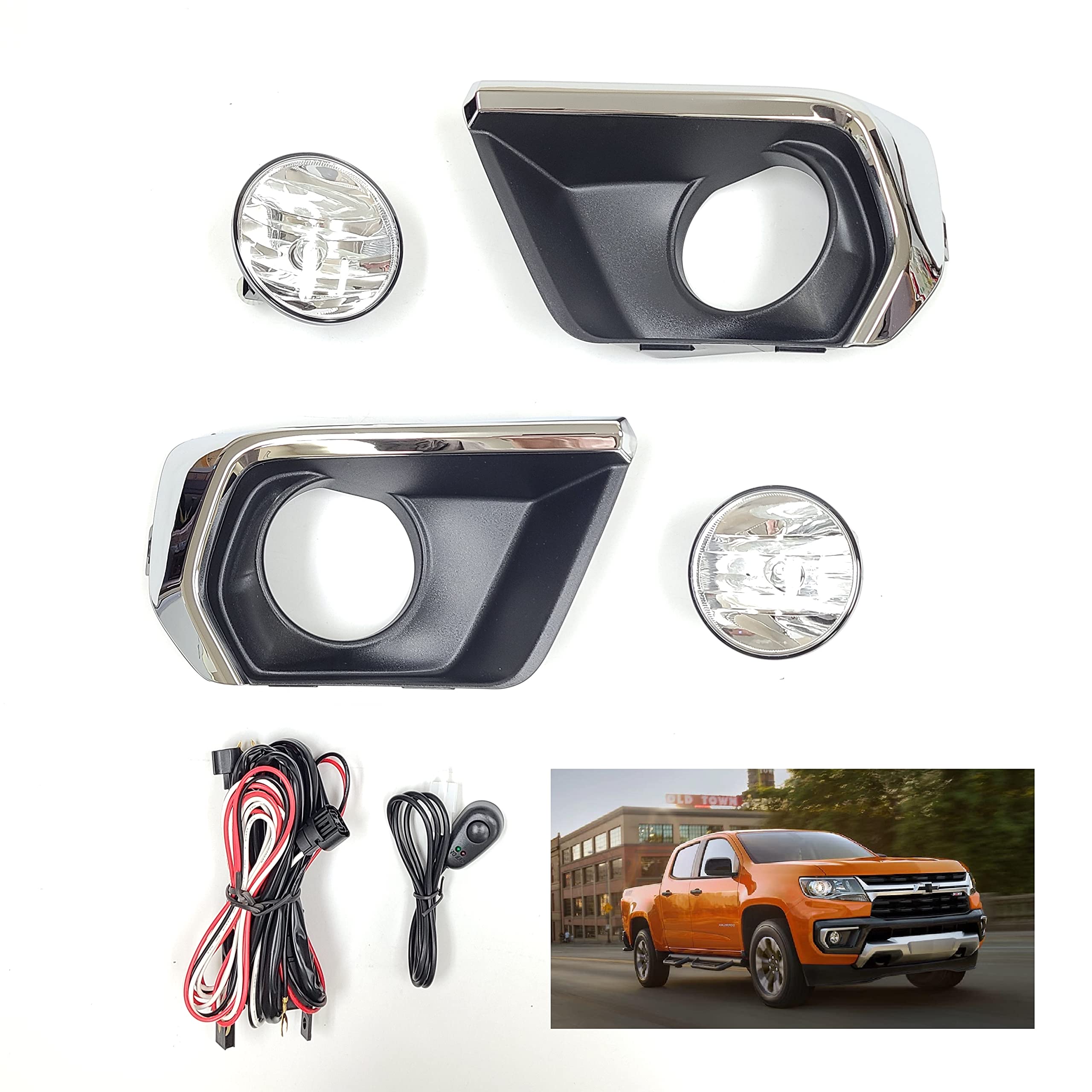 2021-2022 Chevy Colorado Fog Lights Set - OE Style Clear Lens Halogen Fog Lamps Assembly - Perfect for Night Driving & Off-Road Adventures