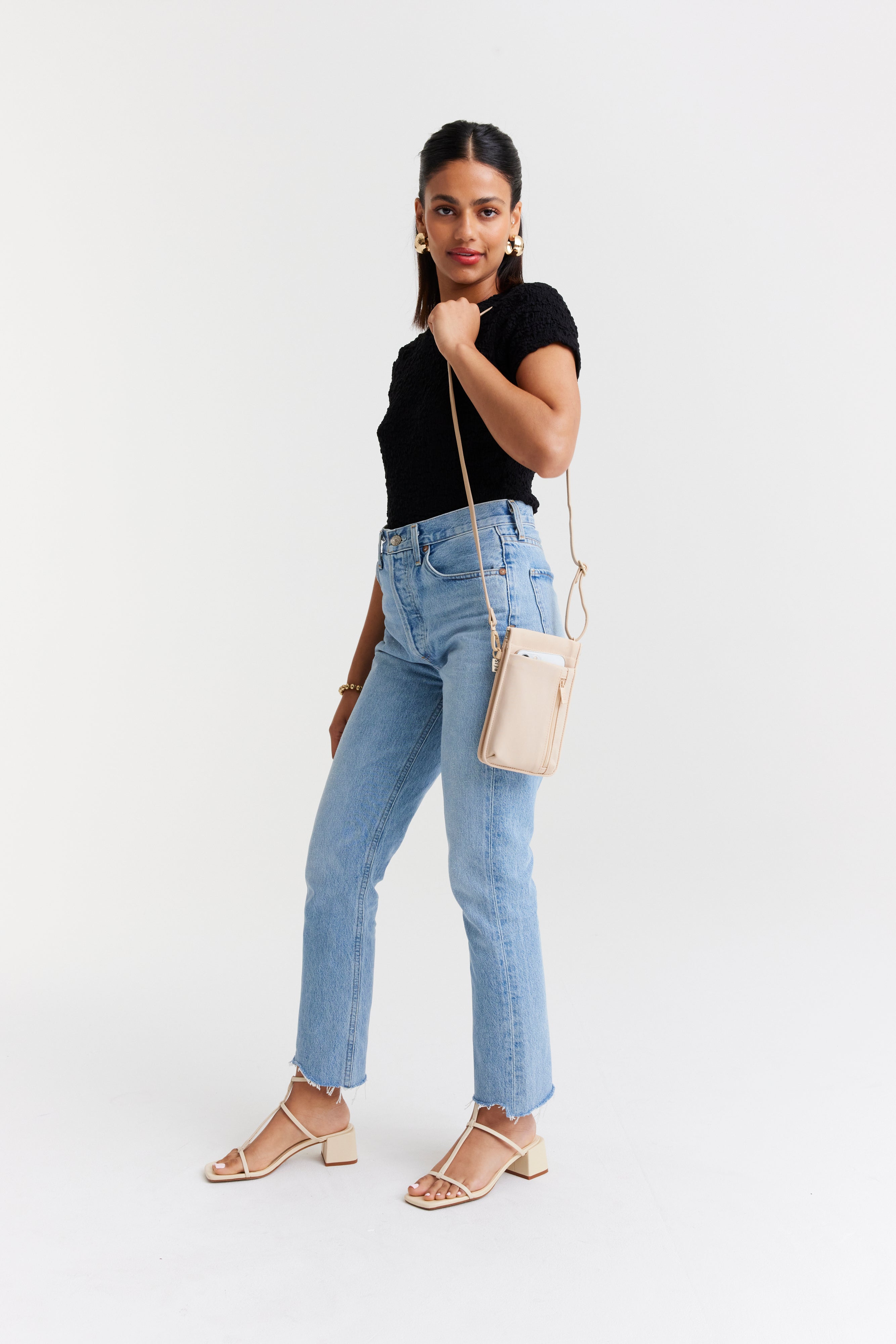 Stylish Beige ID Crossbody Bag for Women - Fashionable & Secure Everyday Purse - Perfect for Work, Travel, and Shopping