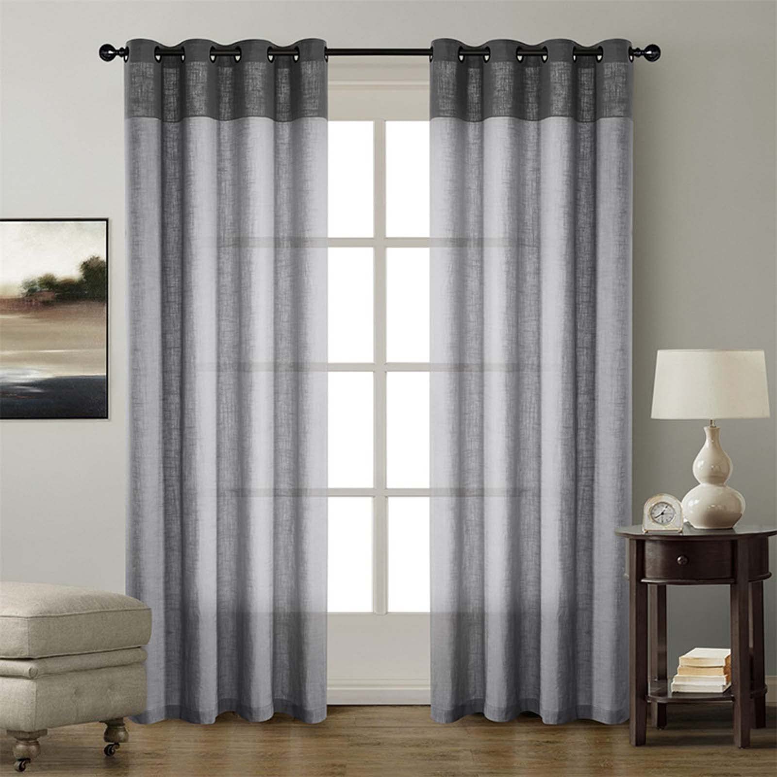 Blackout Curtains for Bedroom & Living Room - Thermal Insulated Room Darkening Drapes with Grommet Top (Set of 2 Panels, Linen Look, Gray 42x84 inches) - Perfect for Home Theater, Nursery & Light Sleepers