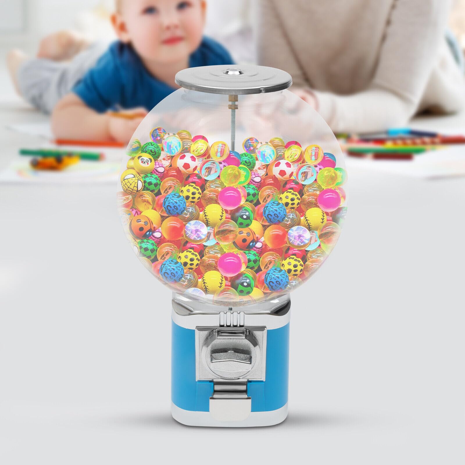 Commercial Candy Vending Machine with Gumball Dispenser & Capsule Toy Dispensing - Transparent Coin-Operated Machine for $1 Coins - Perfect for Retail Stores, Arcades & Family Entertainment Centers - Ideal for Birthday Parties, Mall Kiosks & Small Business Revenue