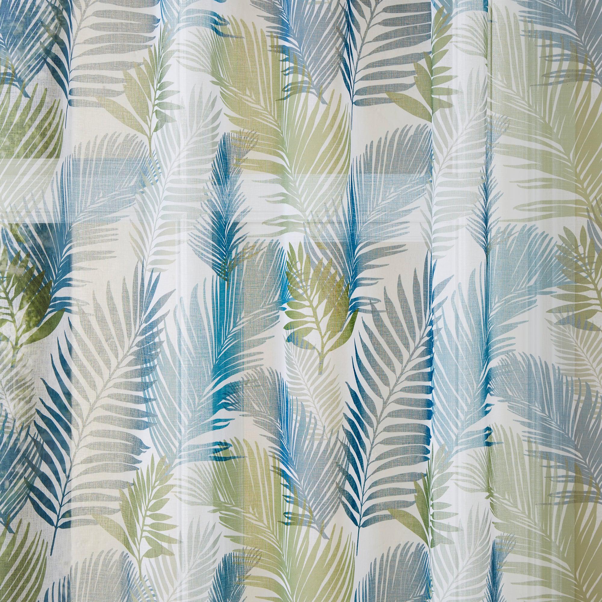 Fusion Tropical Voile Panel Curtain - Teal Blue Sheer Window Drape for Living Room, Bedroom & Patio Decor