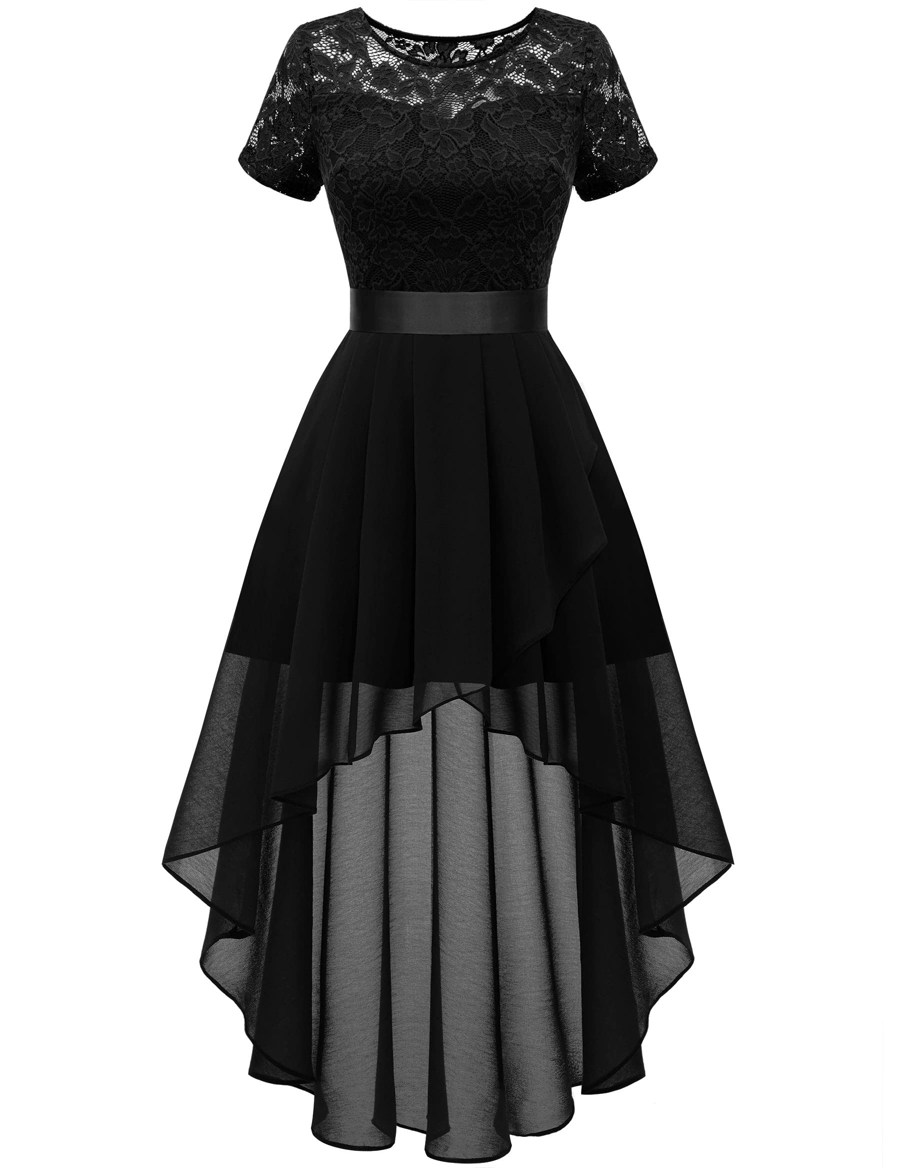 Wedtrend Women's Floral Lace Chiffon Bridesmaid Dress - Elegant Hi-Lo Swing Party Gown for Weddings, Prom & Formal Events