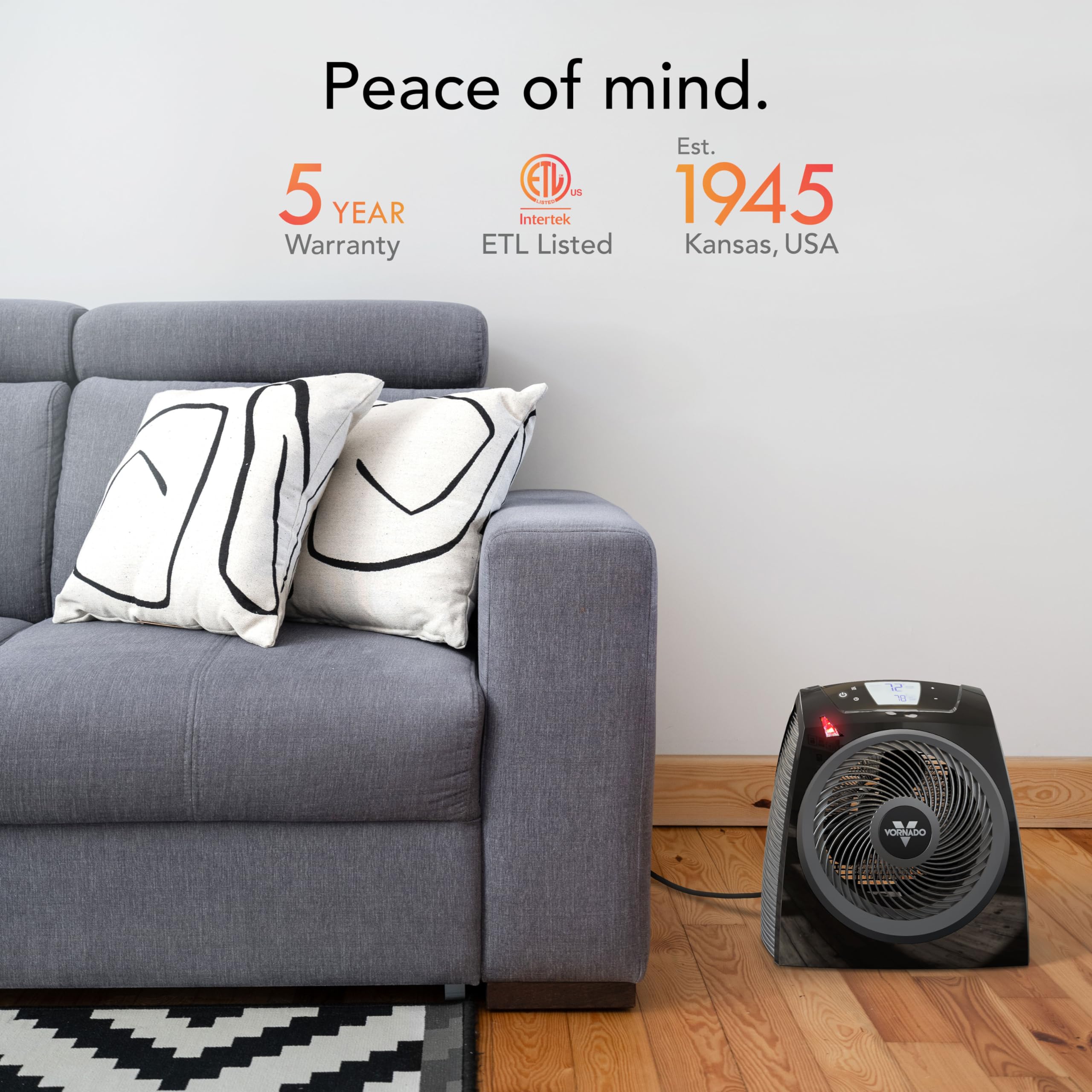 Vornado TAVH10 Space Heater with Remote Control - Quiet Portable Electric Heater for Bedroom, Office & Home Use - Fan Only Mode, Digital Thermostat, Timer, Auto Climate Control & Safety Features - Perfect for Winter Heating & Year-Round Air Circulation
