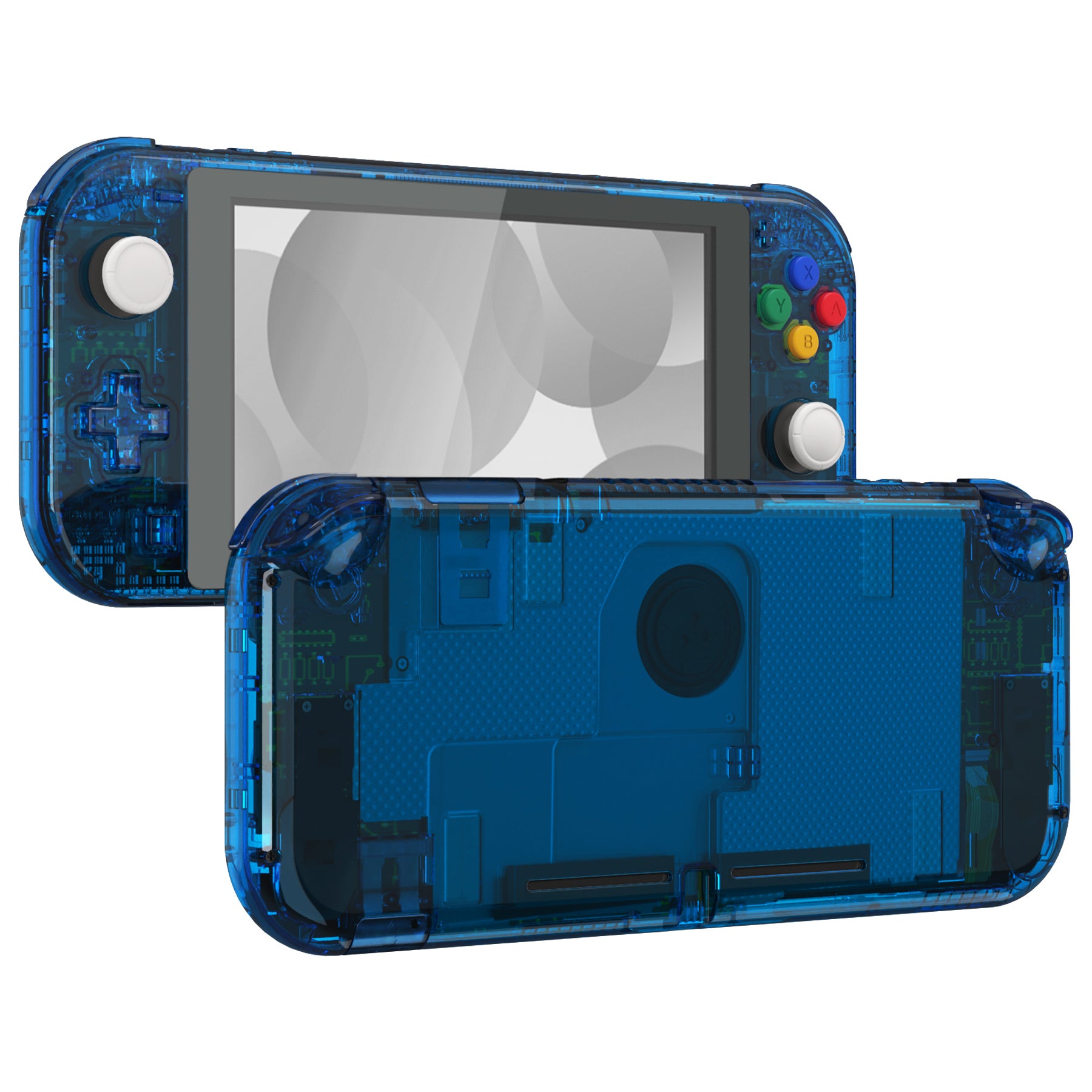 eXtremeRate Crystal Clear Blue DIY Replacement Shell for Nintendo Switch Lite - Custom Controller Housing with Screen Protector | Durable Case Cover for NSL Handheld Console | Perfect for Gaming Enthusiasts & DIY Modders
