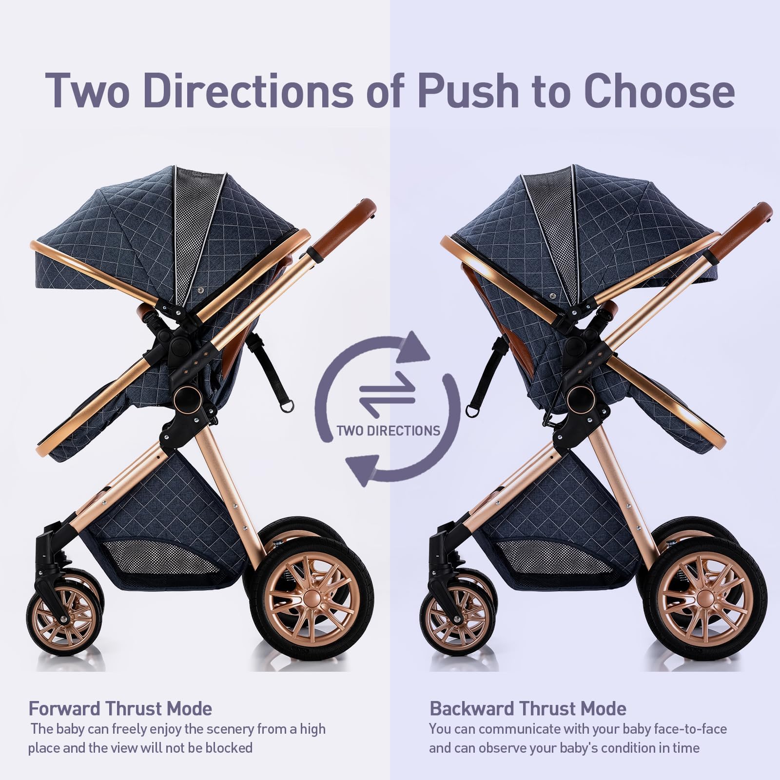 2 in 1 Baby Stroller with Bassinet & Reversible Seat - Lightweight Aluminum Frame Pushchair with One-Button Fold & Large Storage Basket - Perfect for Newborns & Toddlers (Deep Grey) - Ideal for Walks, Shopping & Travel