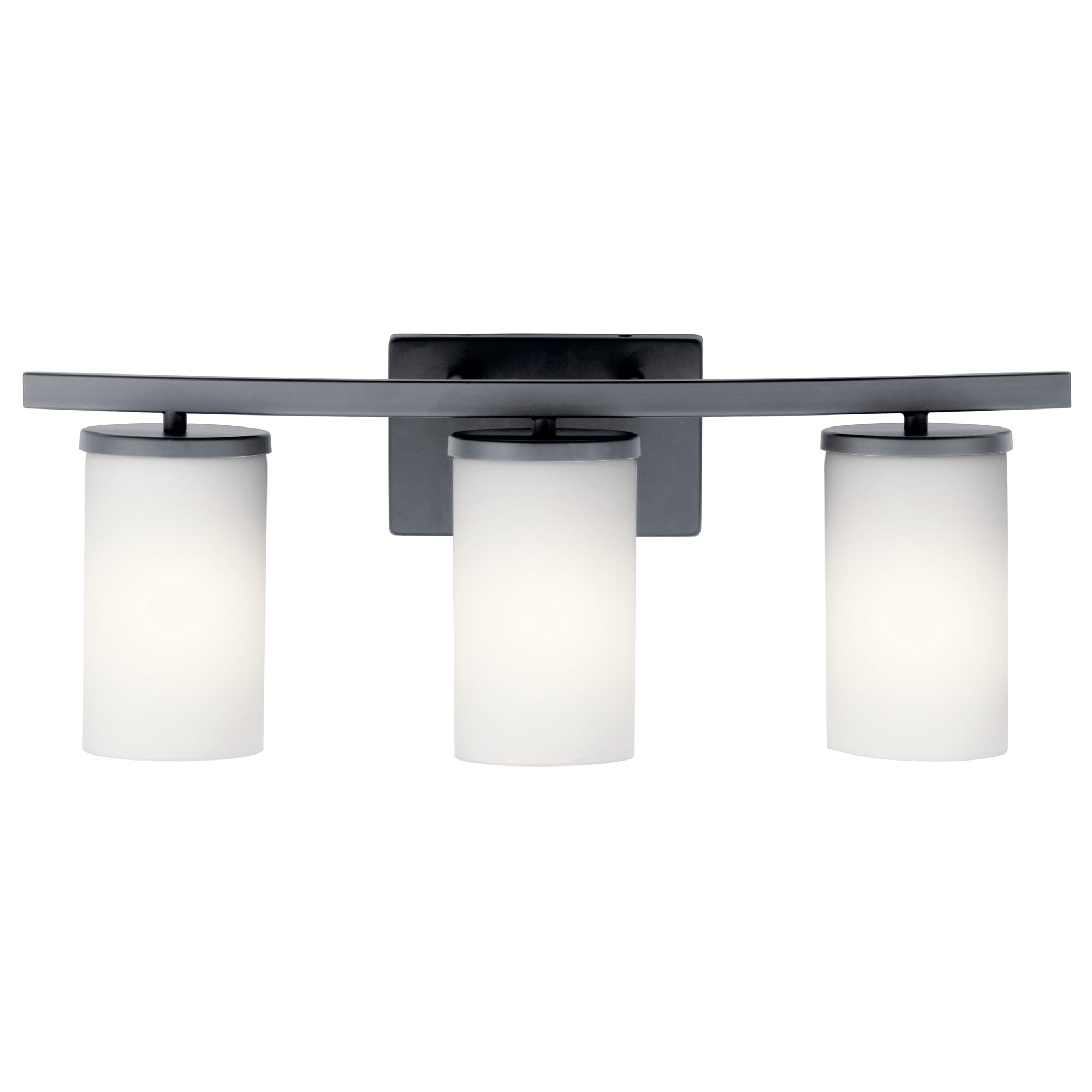 KICHLER 45497BK Crosby 3-Light Bathroom Vanity Light Fixture, 300W Black Finish - Perfect for Modern Bathroom, Powder Room & Dressing Area Lighting