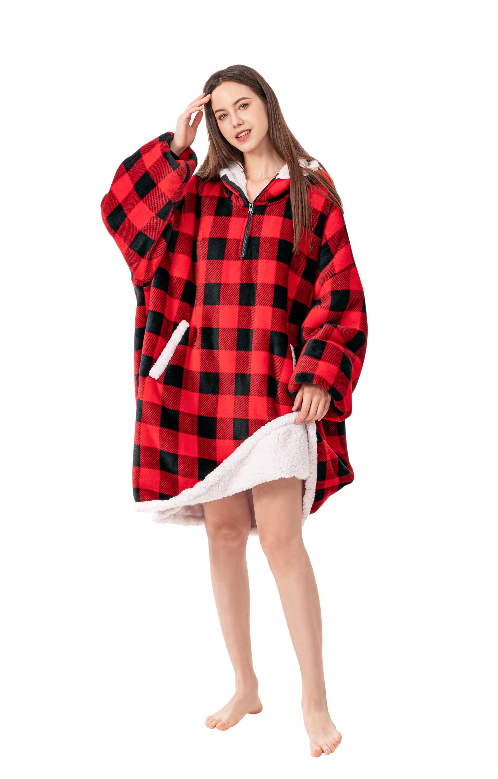 Sunolga Women's Wearable Blanket Hoodie - Oversized Soft Fleece Sweatshirt with Hood & Pockets | Cozy Warm Blanket for Lounge, Travel & Outdoor Activities