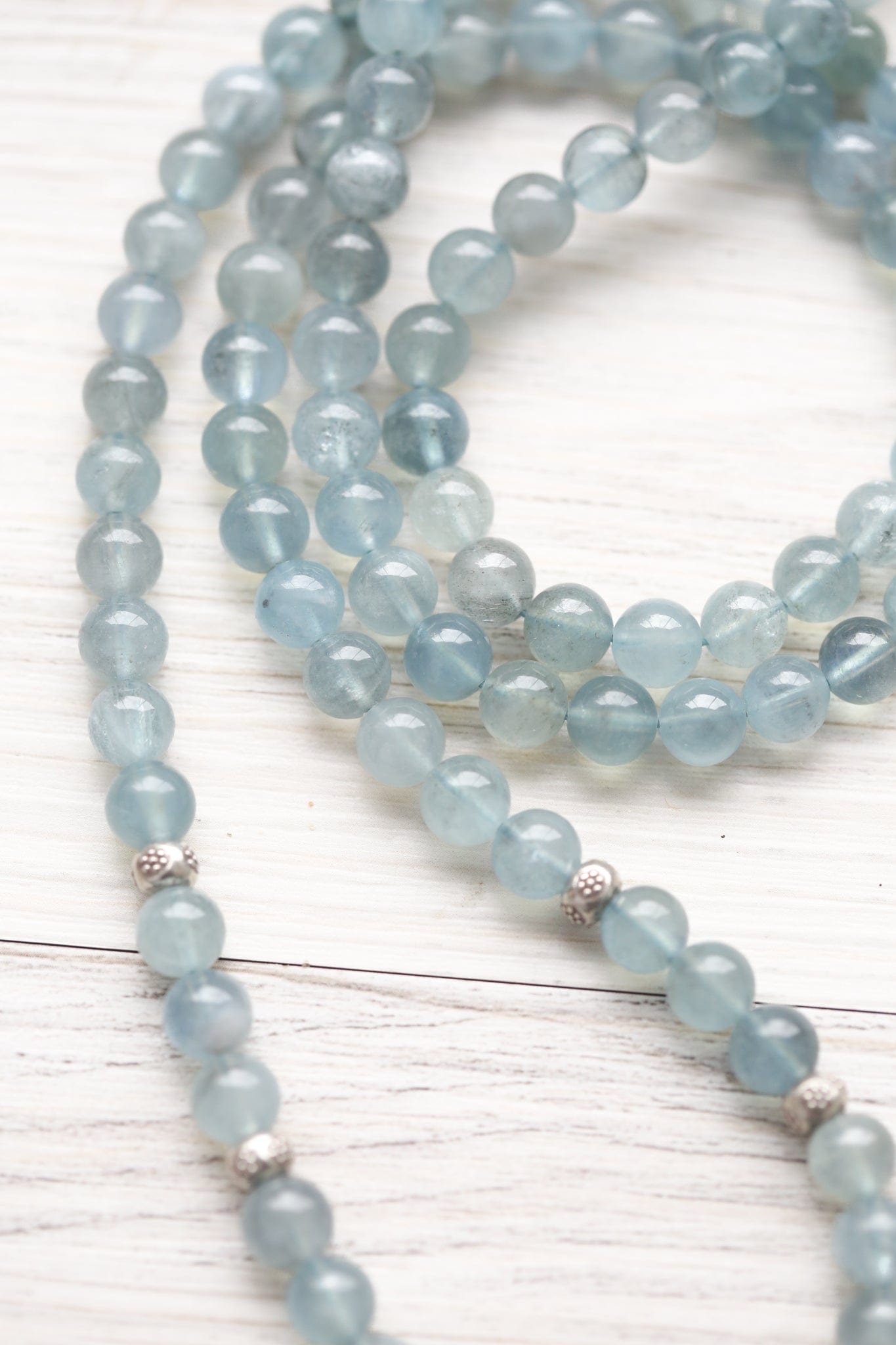 Aquamarine Serenity Mala Beads & Bracelet Set - Natural Gemstone Meditation Jewelry for Yoga, Mindfulness & Spiritual Healing