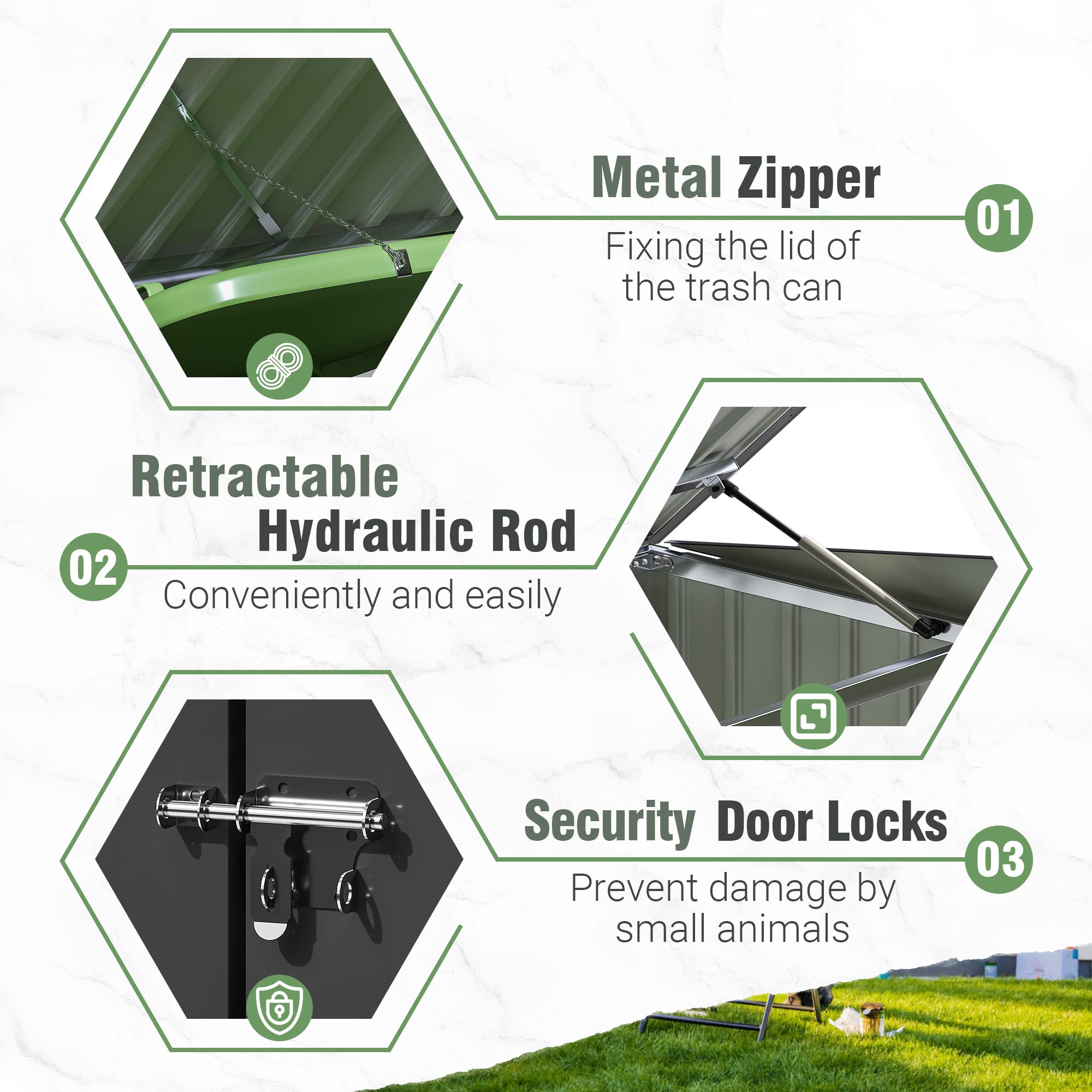 Greesum 5.8x3.3 FT Outdoor Metal Storage Shed with Lid & Hydraulic Gas Rod - Perfect for Lawn Tools, Bikes, Toys & Trash Bins | Weatherproof & Durable Black Garden Shed for Backyard, Patio & Garage Organization