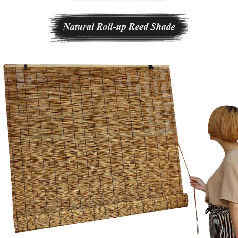 LYBC Reed Roller Blinds - 3 Natural Colors, Bamboo Roll Up Window Shades for Indoor/Outdoor Use, Breathable Sun Protection & Privacy Screen, Easy to Install - Perfect for Patio, Bedroom, and Office Windows