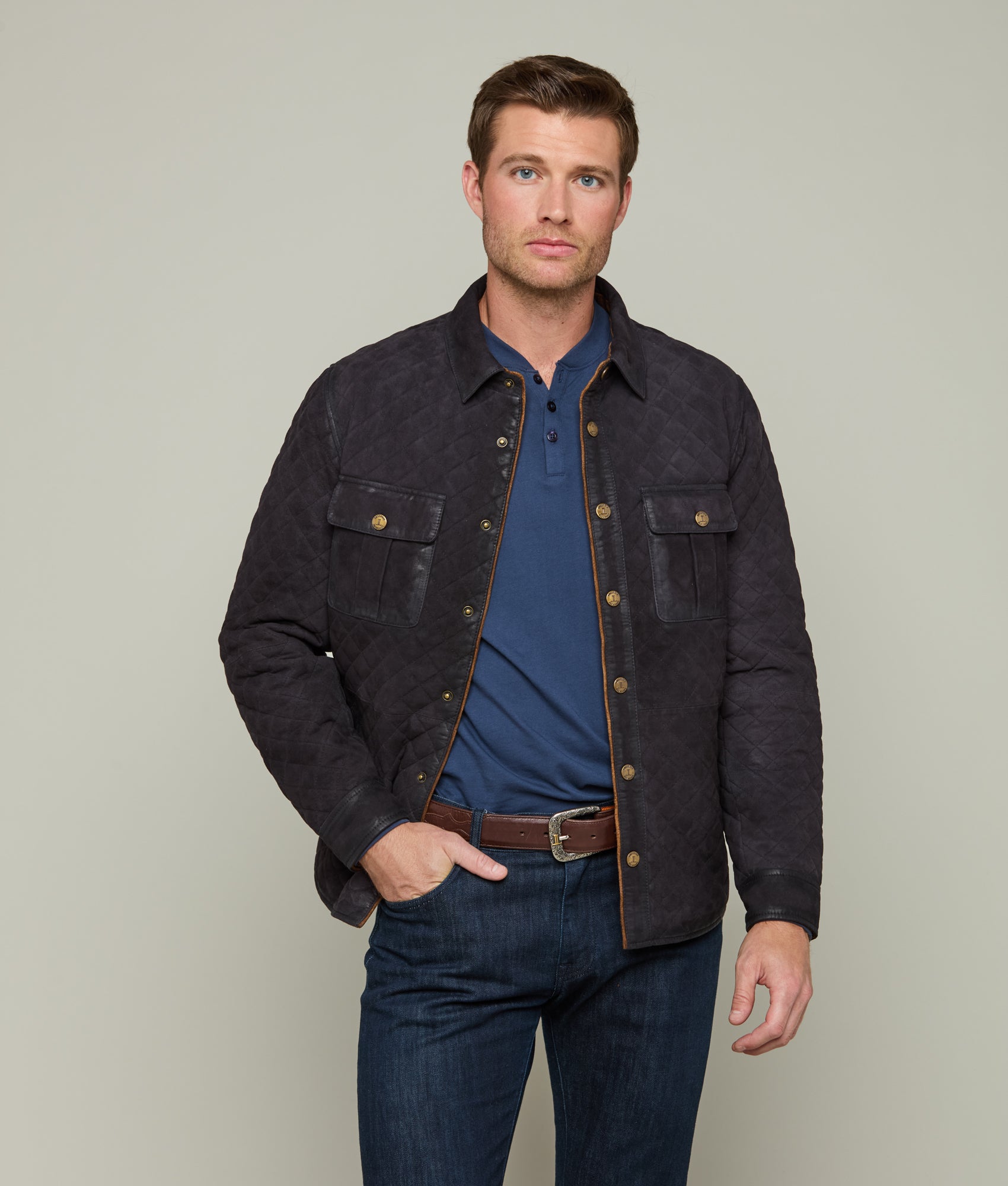 Premium Waxed Suede Jacket for Men - Water-Resistant Navy Outerwear | Perfect for Fall, Winter & Outdoor Adventures