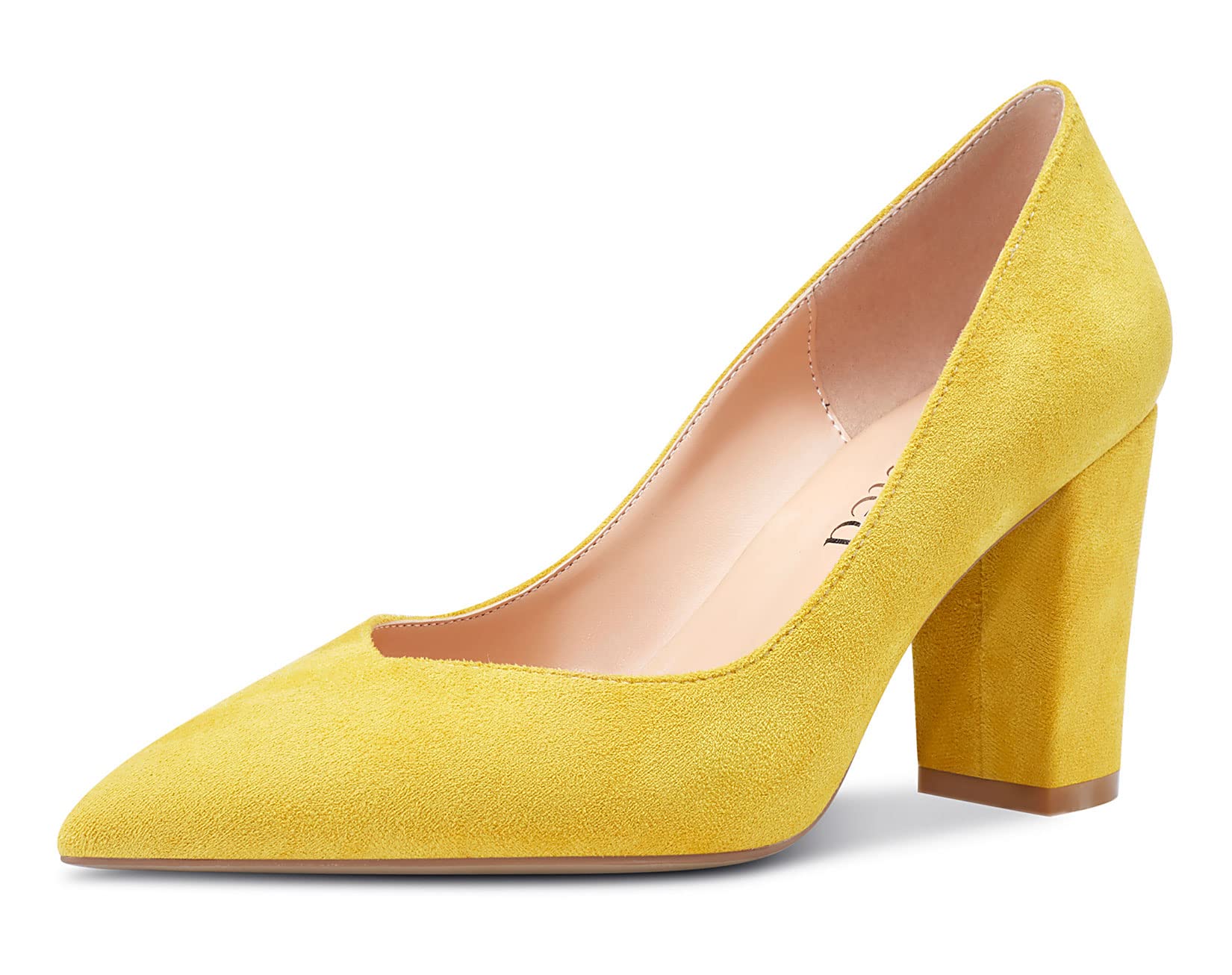 Saekcted Women's Chunky Heel Pumps - 3 Inch Block Heel Pointed Toe High Heels for Wedding, Dinner & Office Wear - Comfortable Dress Shoes for Professional & Special Occasions