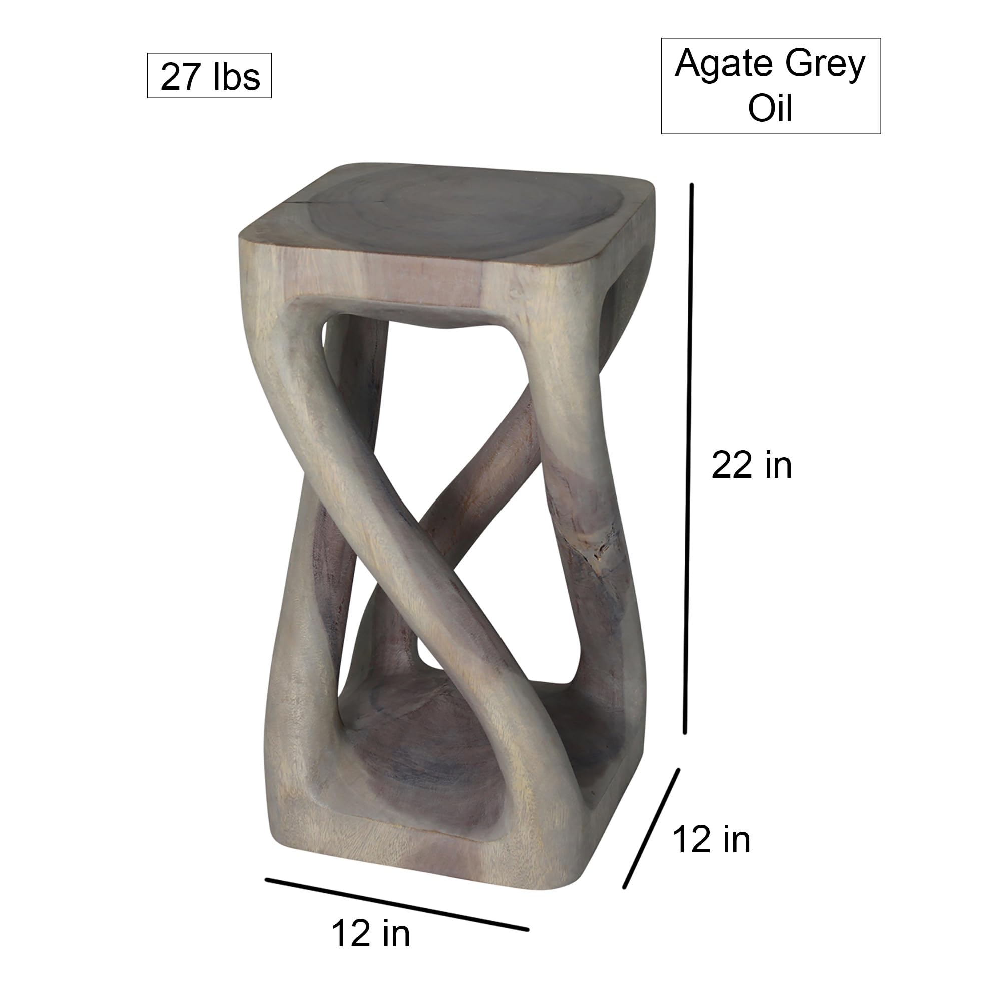 Haussmann® Wood Vine Twist Stool Accent Table - 12