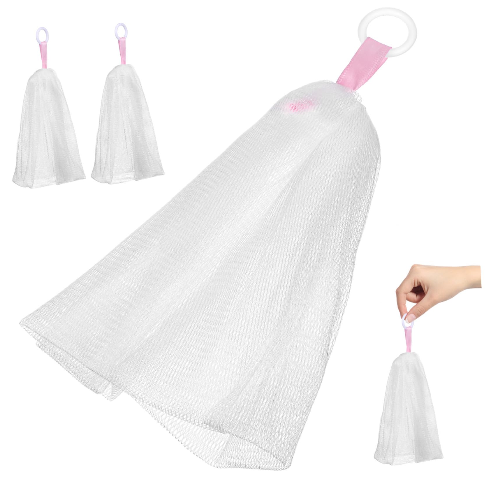 Healeved 3 Pack Soap Saver Pouch - Exfoliating Face Wash Net for Bar Soap Storage, Travel & Shower Use - Reusable Mesh Soap Bag for Gentle Cleansing & Lathering (Great for Camping, Gym & Daily Skincare)