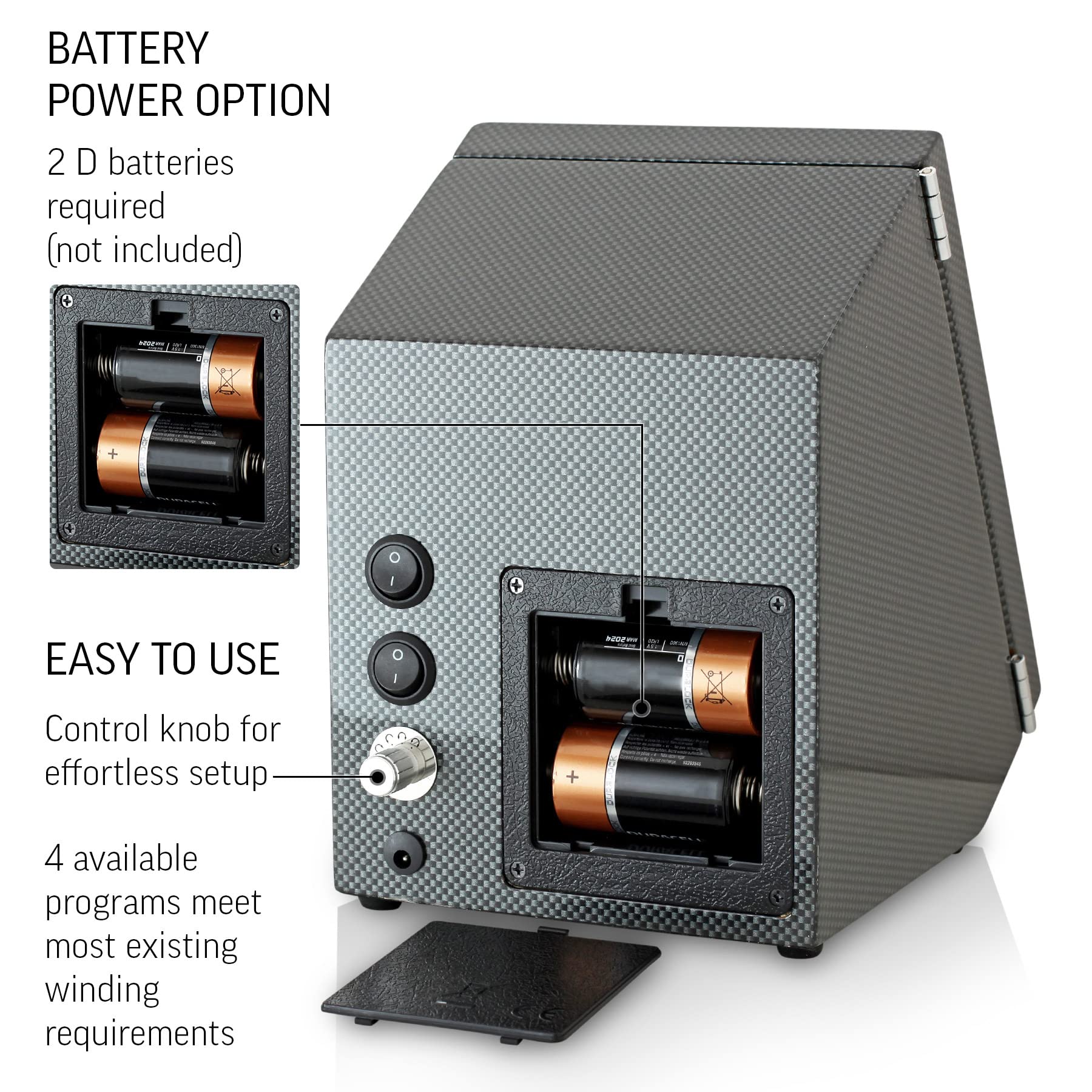 Premium Double Watch Winder with 2 Storage Slots - Automatic Watch Display Case with Quiet Motor & Battery/USB Power Options - Perfect for Watch Collectors & Luxury Watch Storage at Home/Office