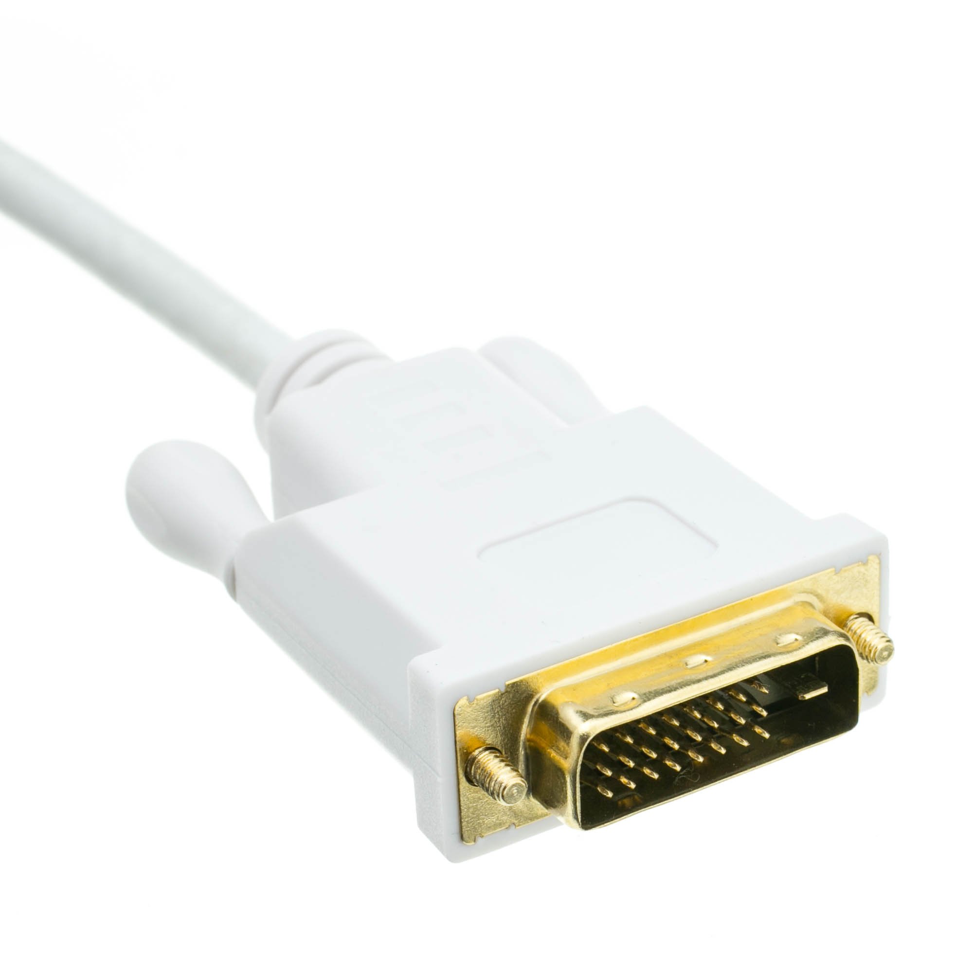 QualConnect Mini DisplayPort to DVI Video Cable 6ft - Mini DP to DVI Male to Male Adapter Cable for MacBook Pro, iMac, PC - High Speed Digital Video Connection for Monitors & Displays
