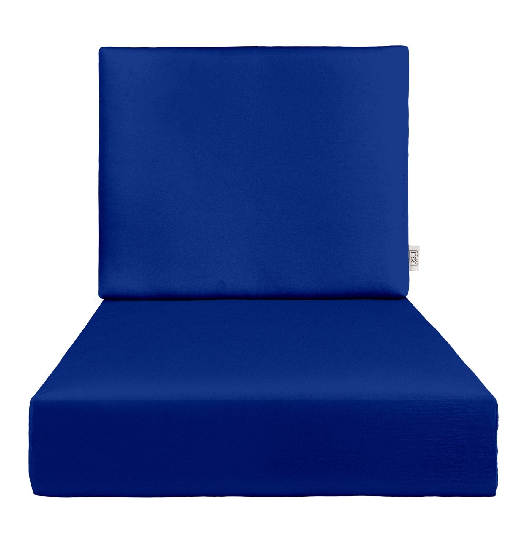 Sunbrella Canvas Blues Deep Seating Foam Back Chair Cushion Set - Waterproof Outdoor Patio Furniture Cushions for Deck, Poolside & Garden Lounge Chairs