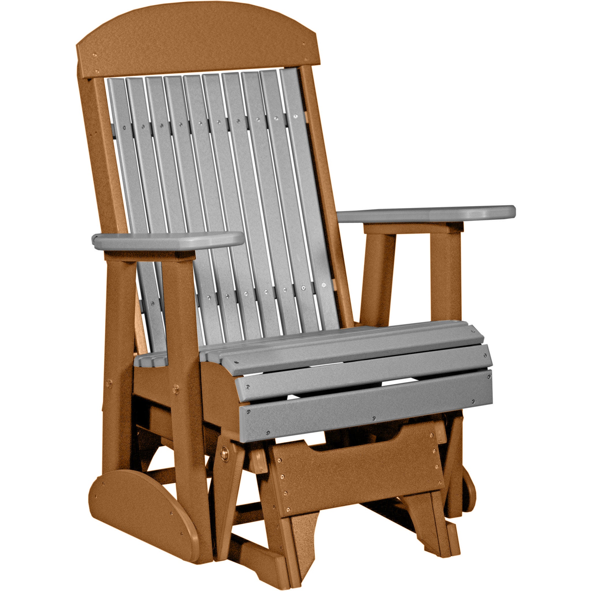 LuxCraft Slate 2ft Classic Highback Recycled Plastic Glider Chair with Cup Holder - Outdoor Patio, Garden, Deck & Poolside Relaxation Furniture
