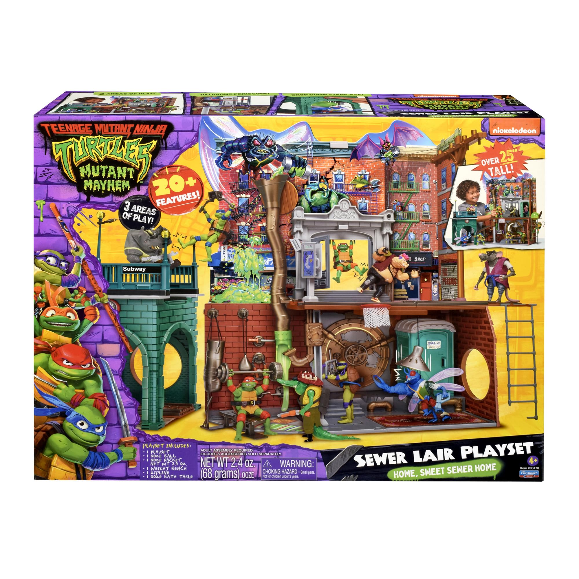 Playmates Toys Teenage Mutant Ninja Turtles: Mutant Mayhem Sewer Lair Playset - Action Figure Playset for Kids Ages 4+ | Collectible TMNT Toys for Playtime & Display | Perfect for Birthday Gifts & Role-Playing Adventures