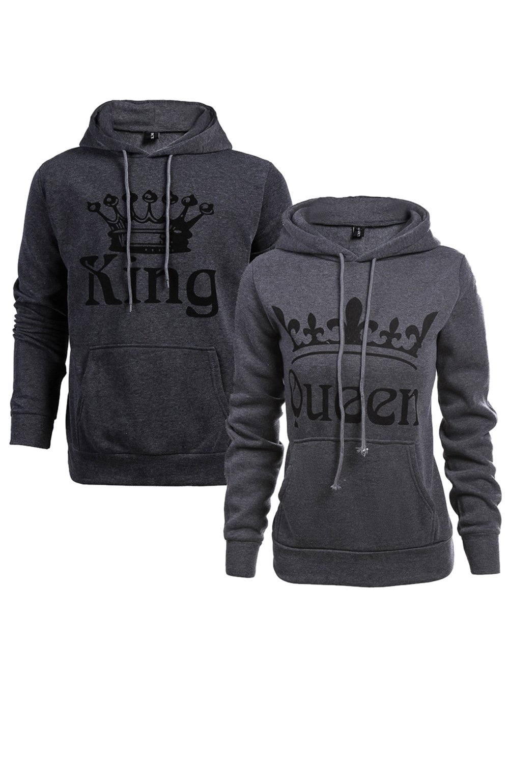 King Queen Couple Hoodie - Matching Pullover Sweatshirt for Women & Men | Cozy Date Night Outfits, Valentine's Gift, Couple Photoshoot