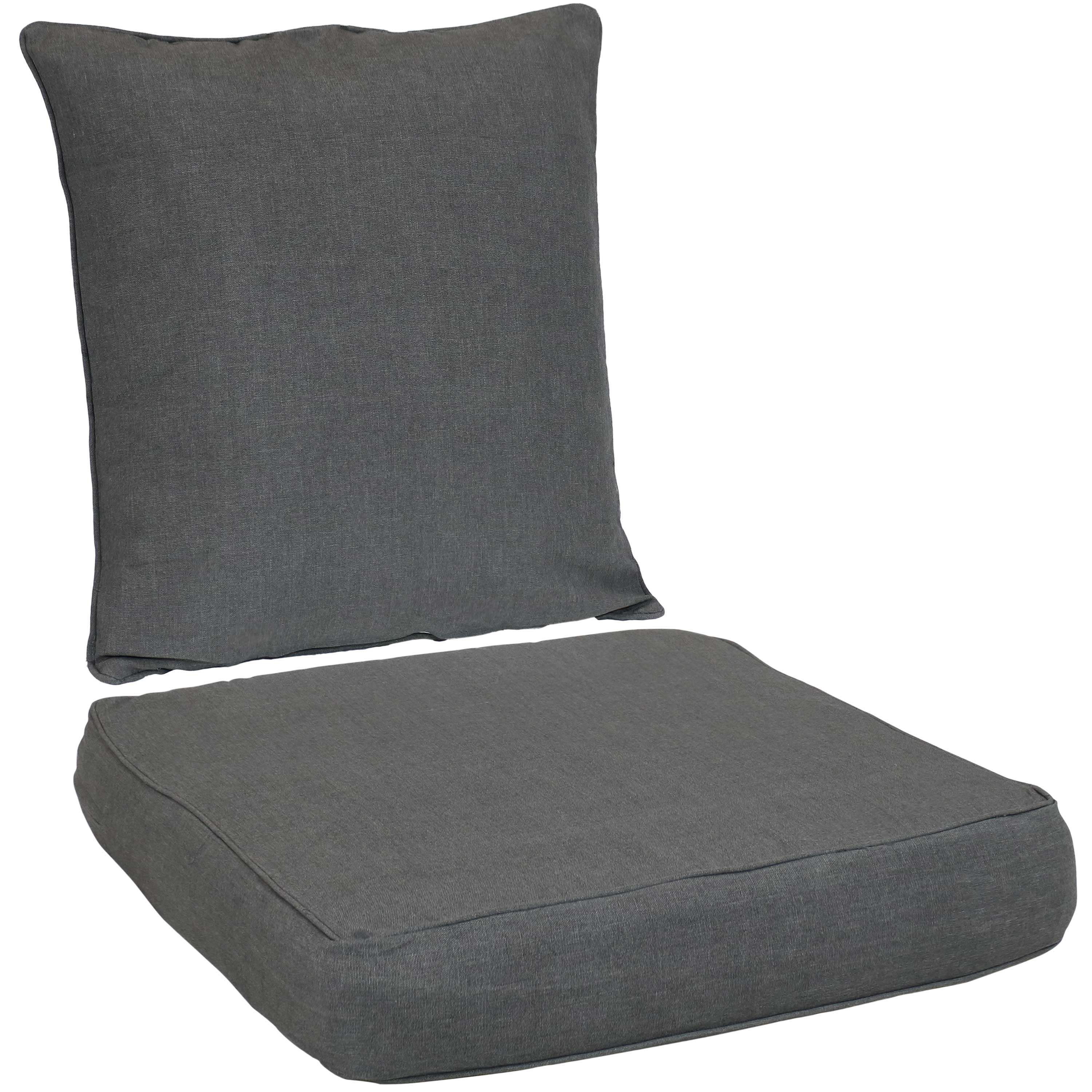 Sunnydaze Deep Seat Cushion Set - Outdoor Patio Furniture Cushions with Back & Seat Pillows for Garden, Deck, Poolside & Porch Relaxation